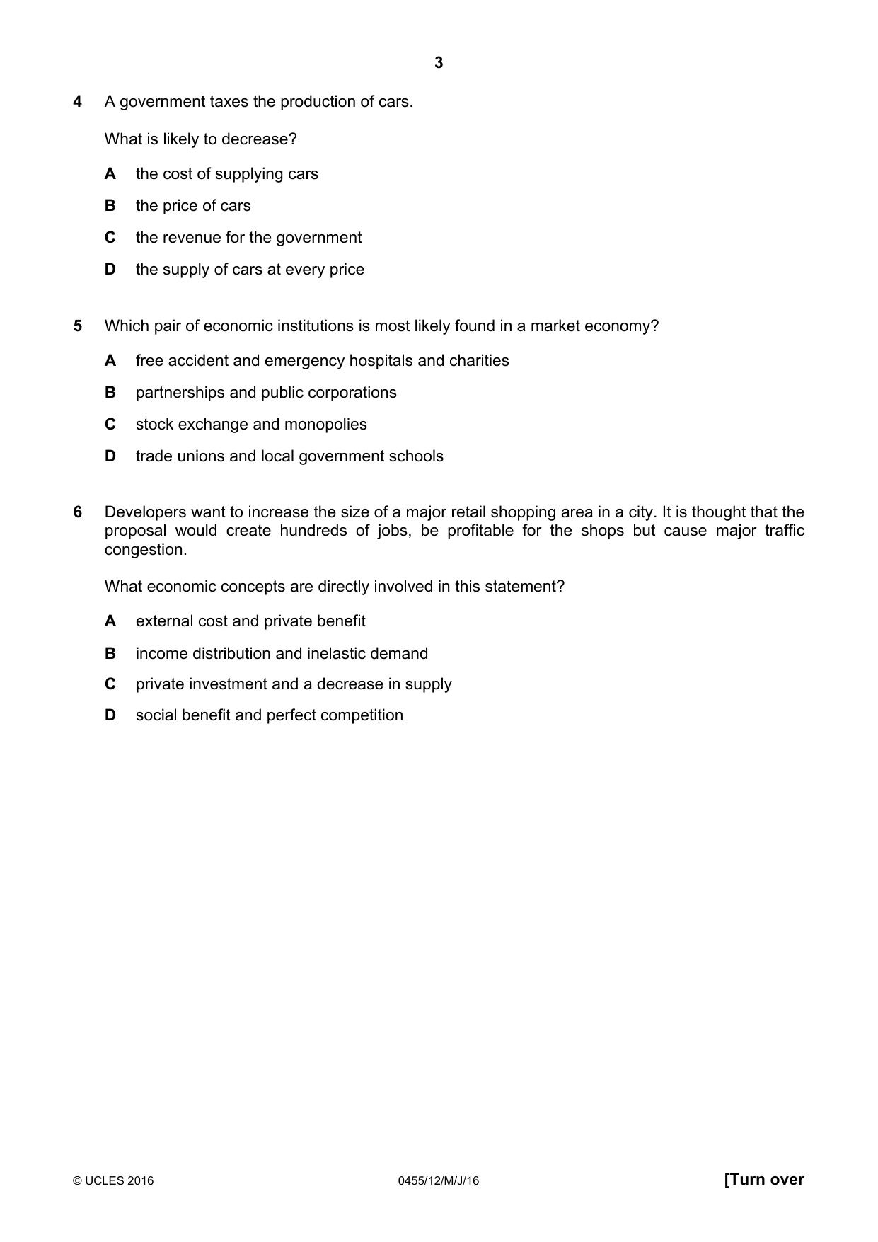 Cambridge IGCSE Economics 0455 2016 May/June Paper 1 · Variant 2 question paper, page 3 of 12