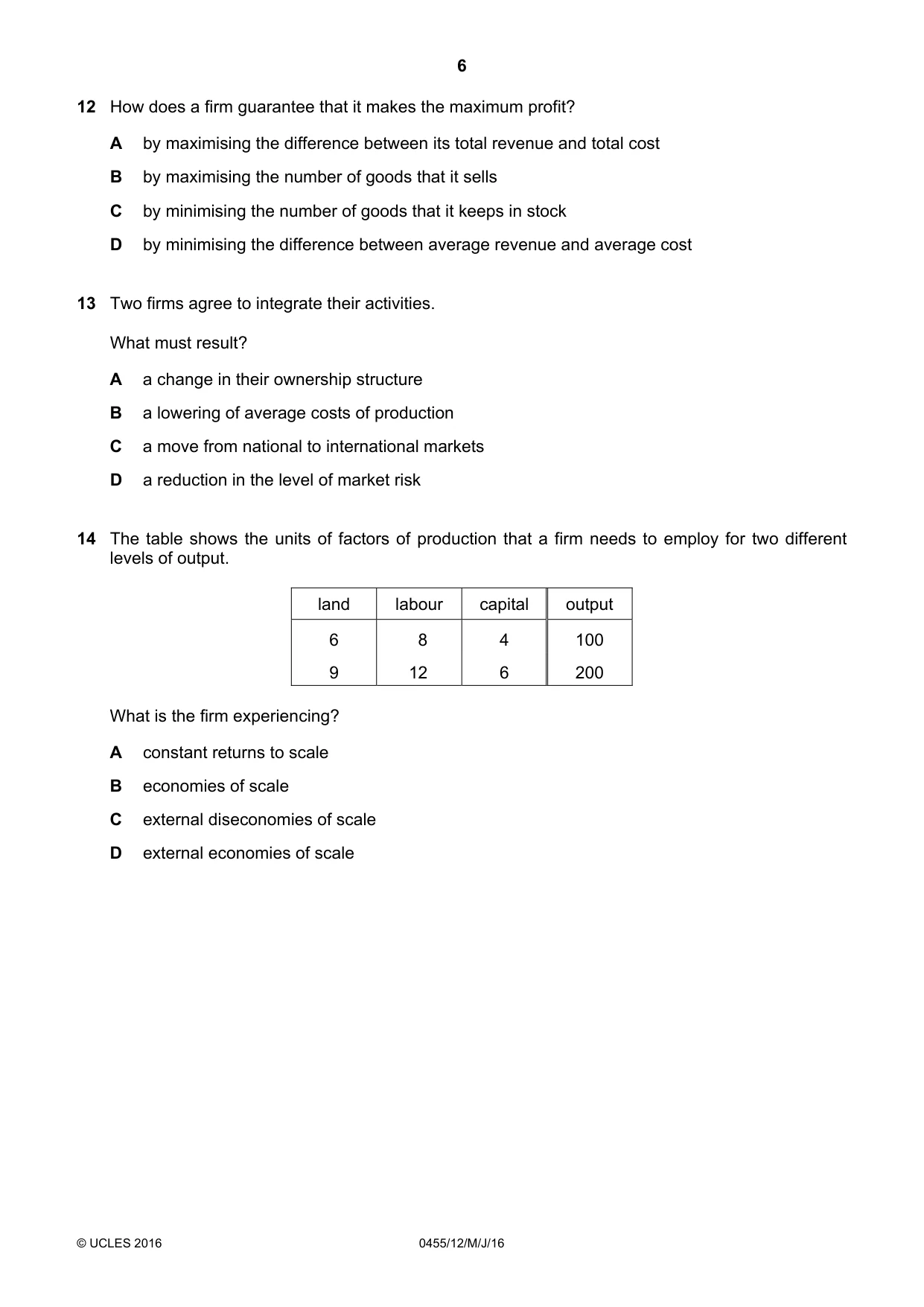Cambridge IGCSE Economics 0455 2016 May/June Paper 1 · Variant 2 question paper, page 6 of 12