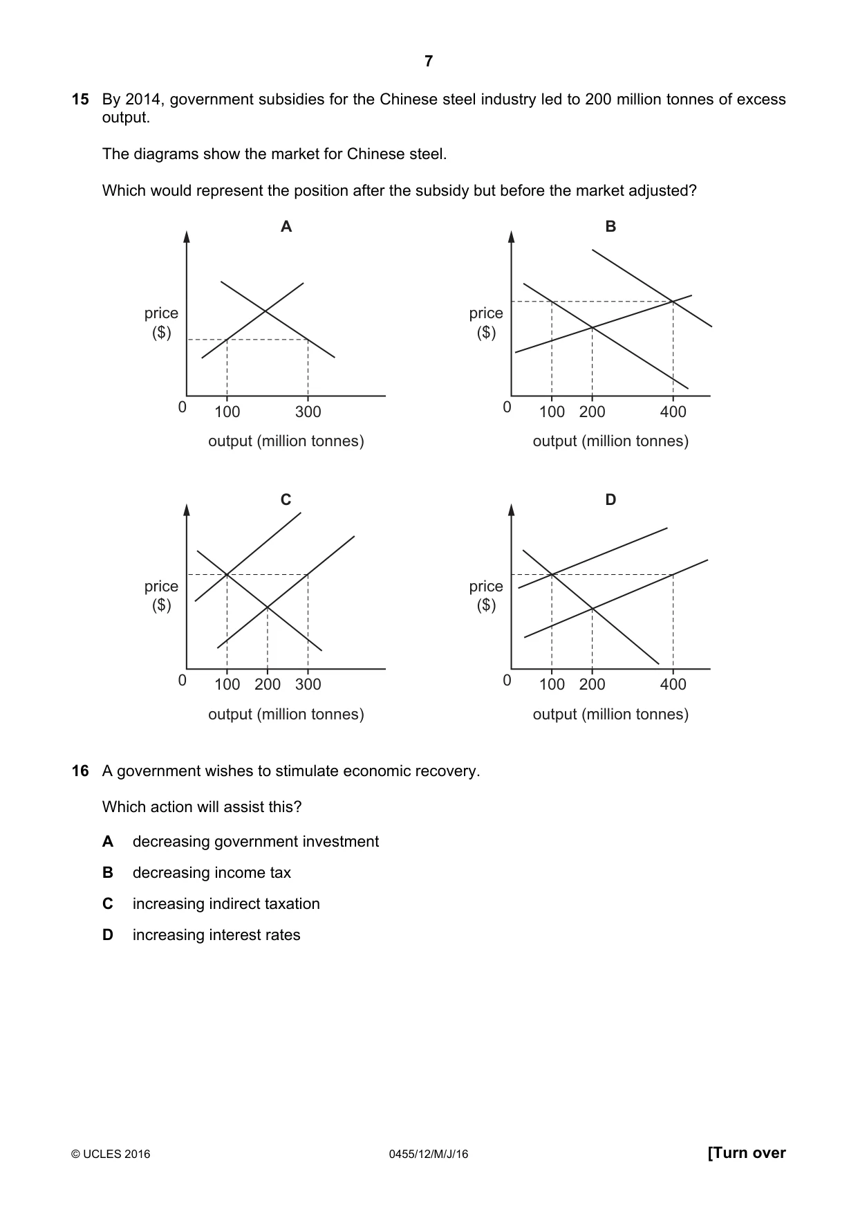 Cambridge IGCSE Economics 0455 2016 May/June Paper 1 · Variant 2 question paper, page 7 of 12
