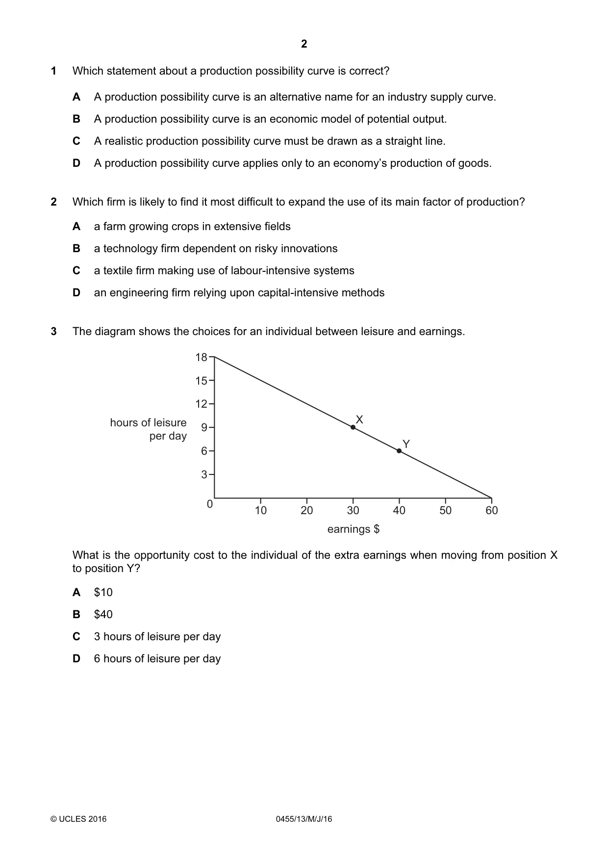 Cambridge IGCSE Economics 0455 2016 May/June Paper 1 · Variant 3 question paper, page 2 of 12