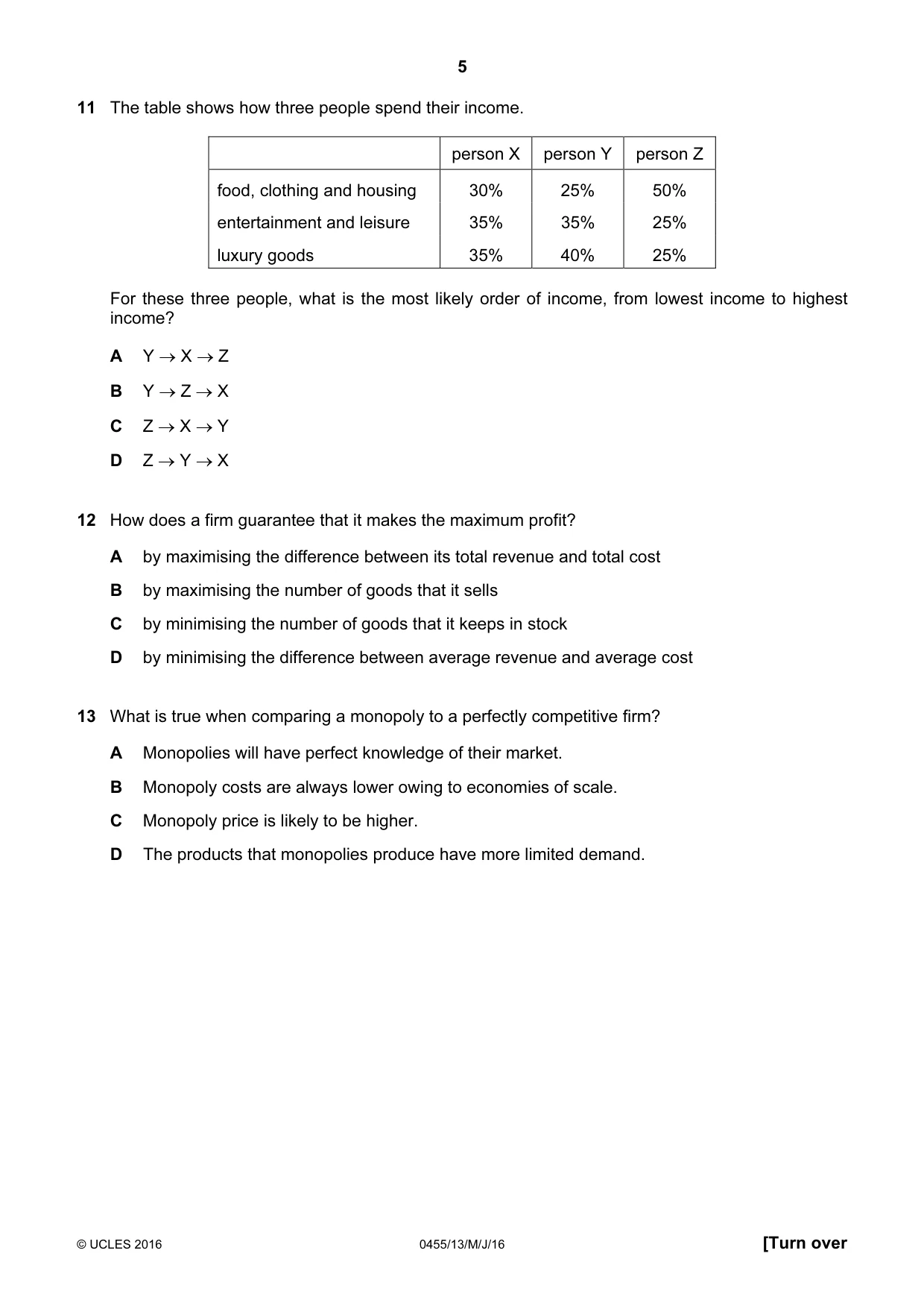 Cambridge IGCSE Economics 0455 2016 May/June Paper 1 · Variant 3 question paper, page 5 of 12