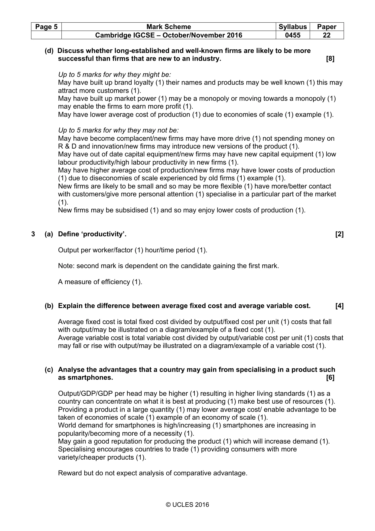 Mark scheme, page 5 of 10