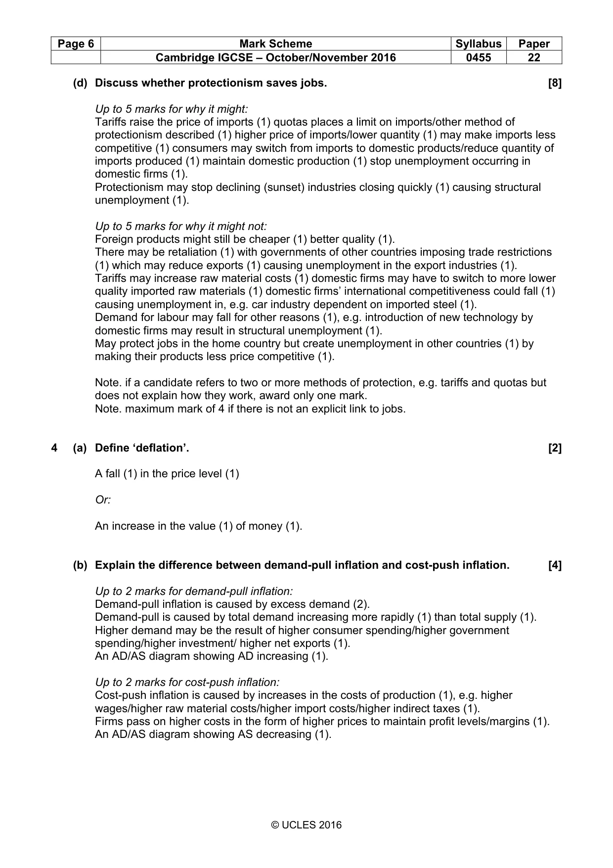 Mark scheme, page 6 of 10
