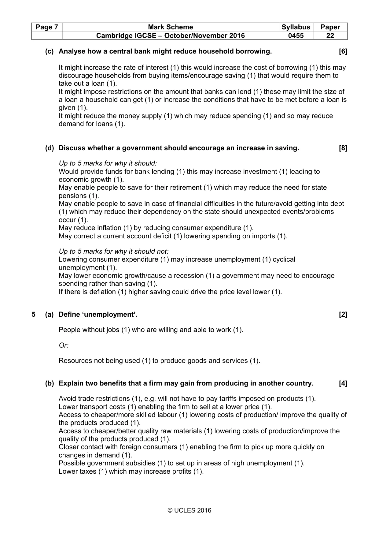 Mark scheme, page 7 of 10