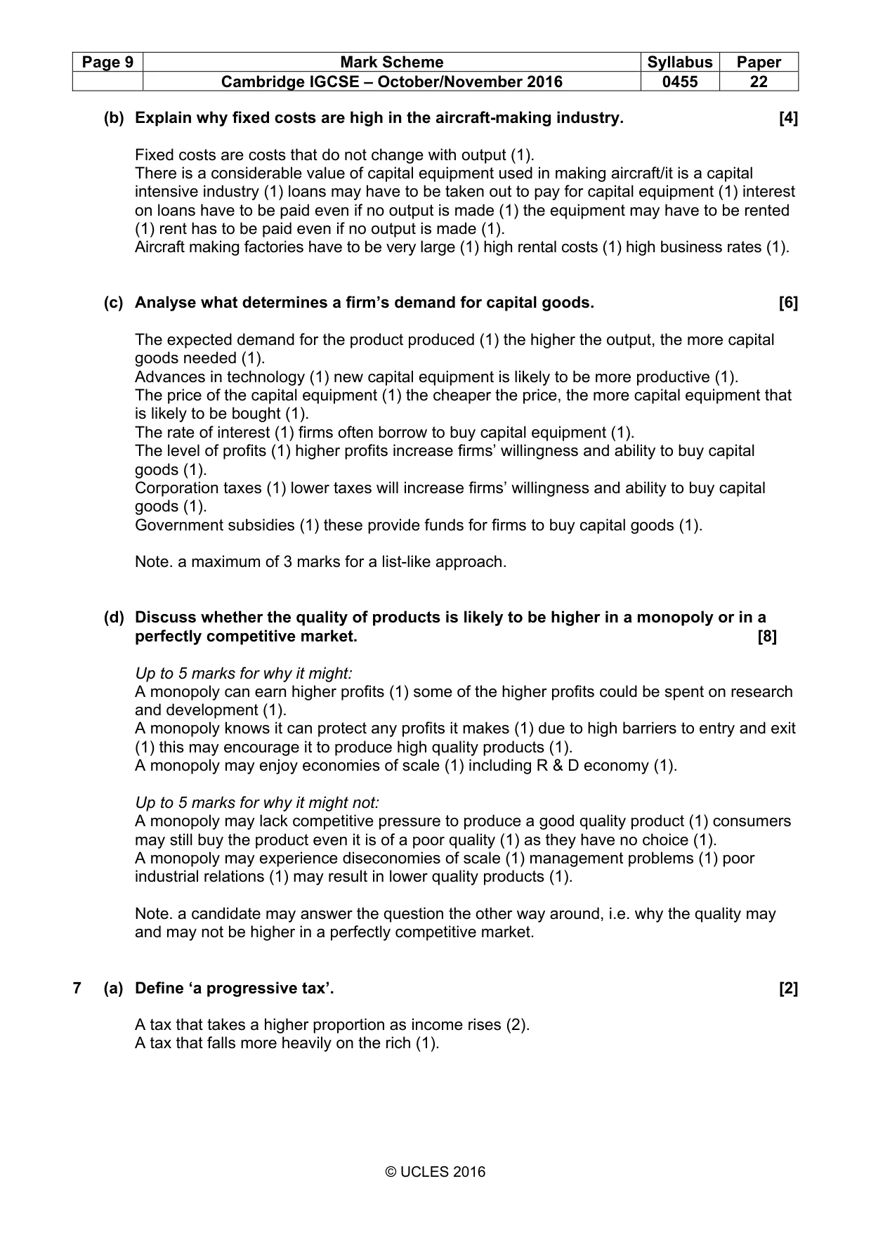 Mark scheme, page 9 of 10