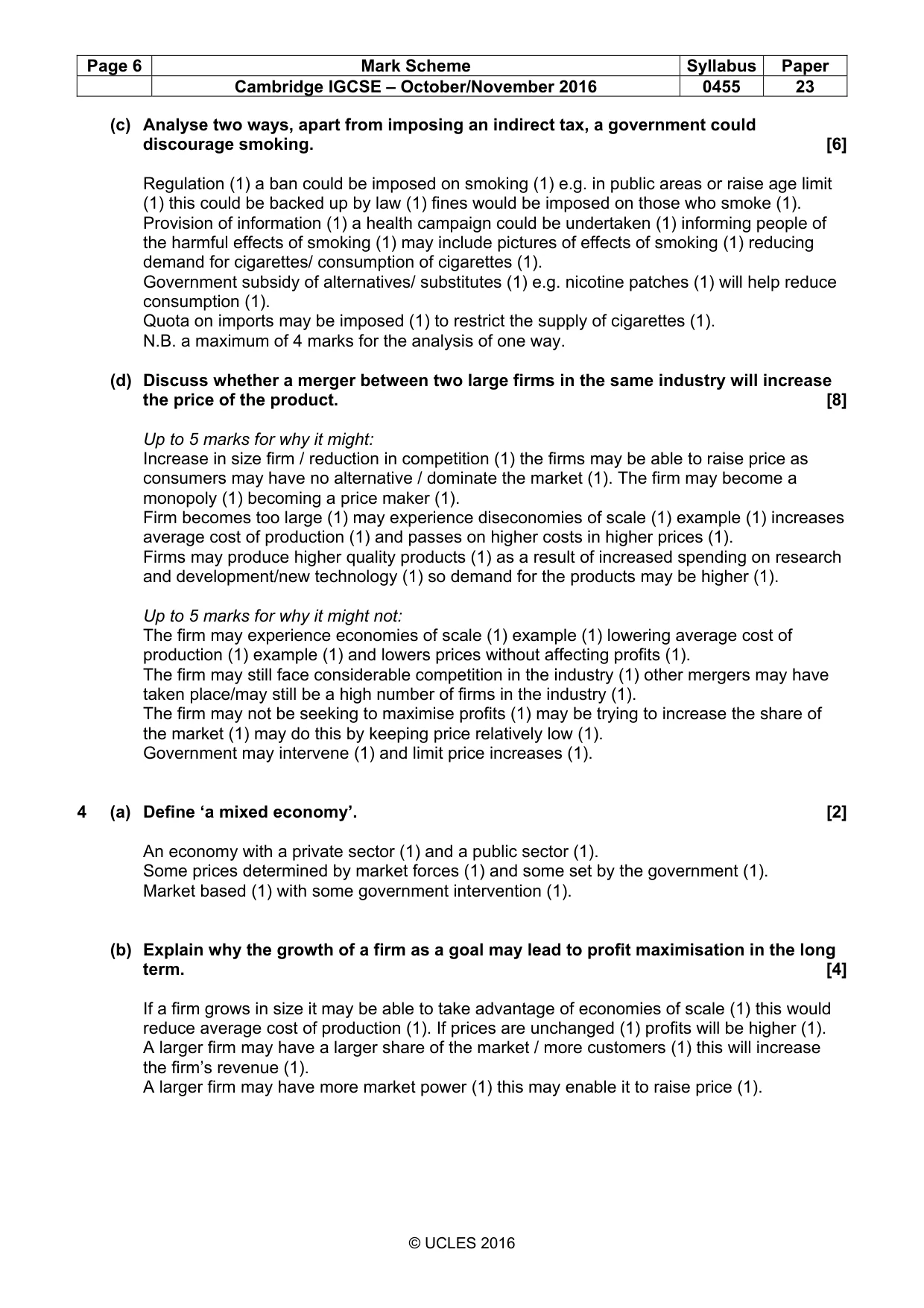 Mark scheme, page 6 of 10