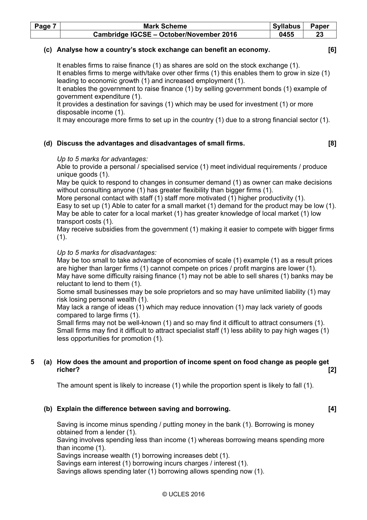 Mark scheme, page 7 of 10