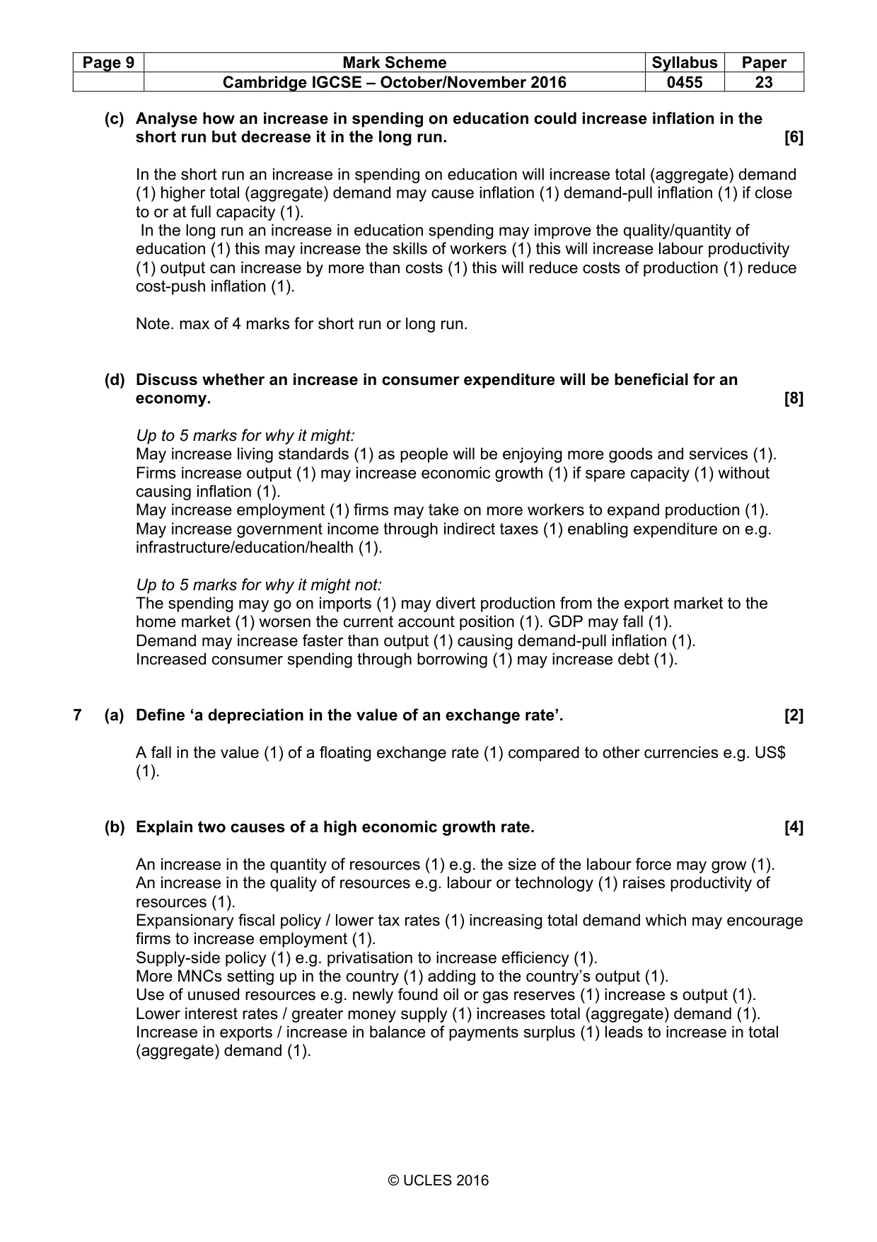 Mark scheme, page 9 of 10
