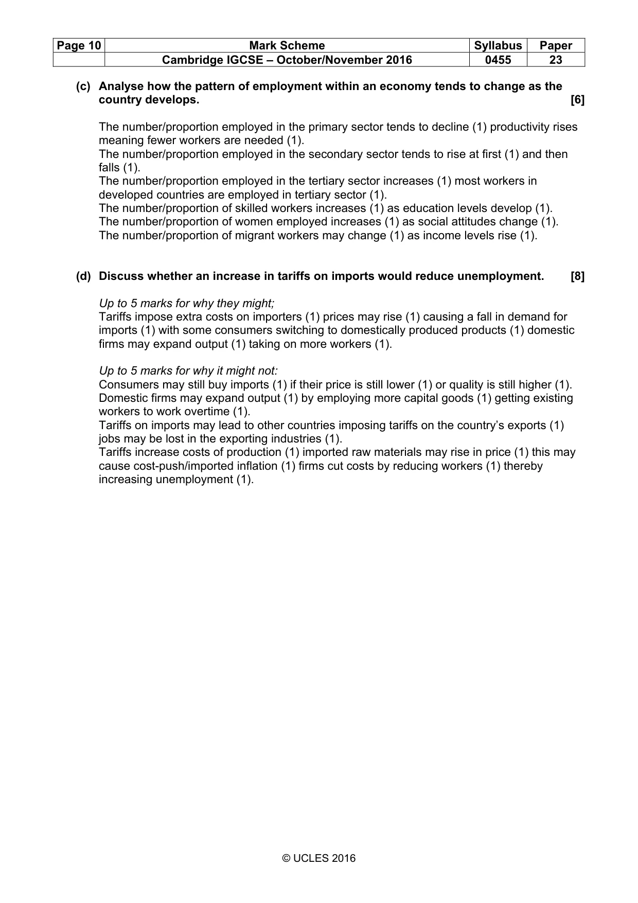 Mark scheme, page 10 of 10