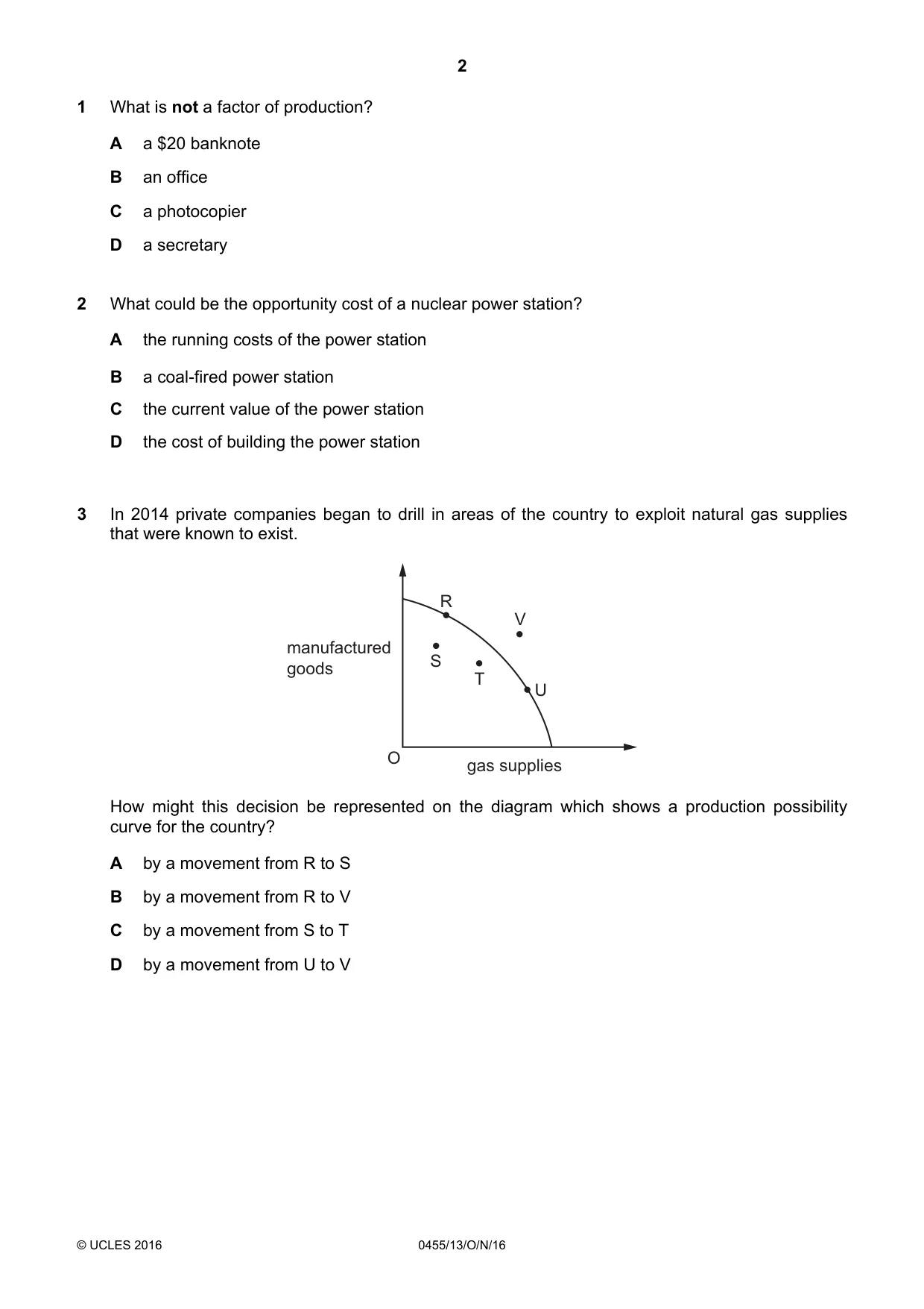 Cambridge IGCSE Economics 0455 2016 Oct/Nov Paper 1 · Variant 3 question paper, page 2 of 12