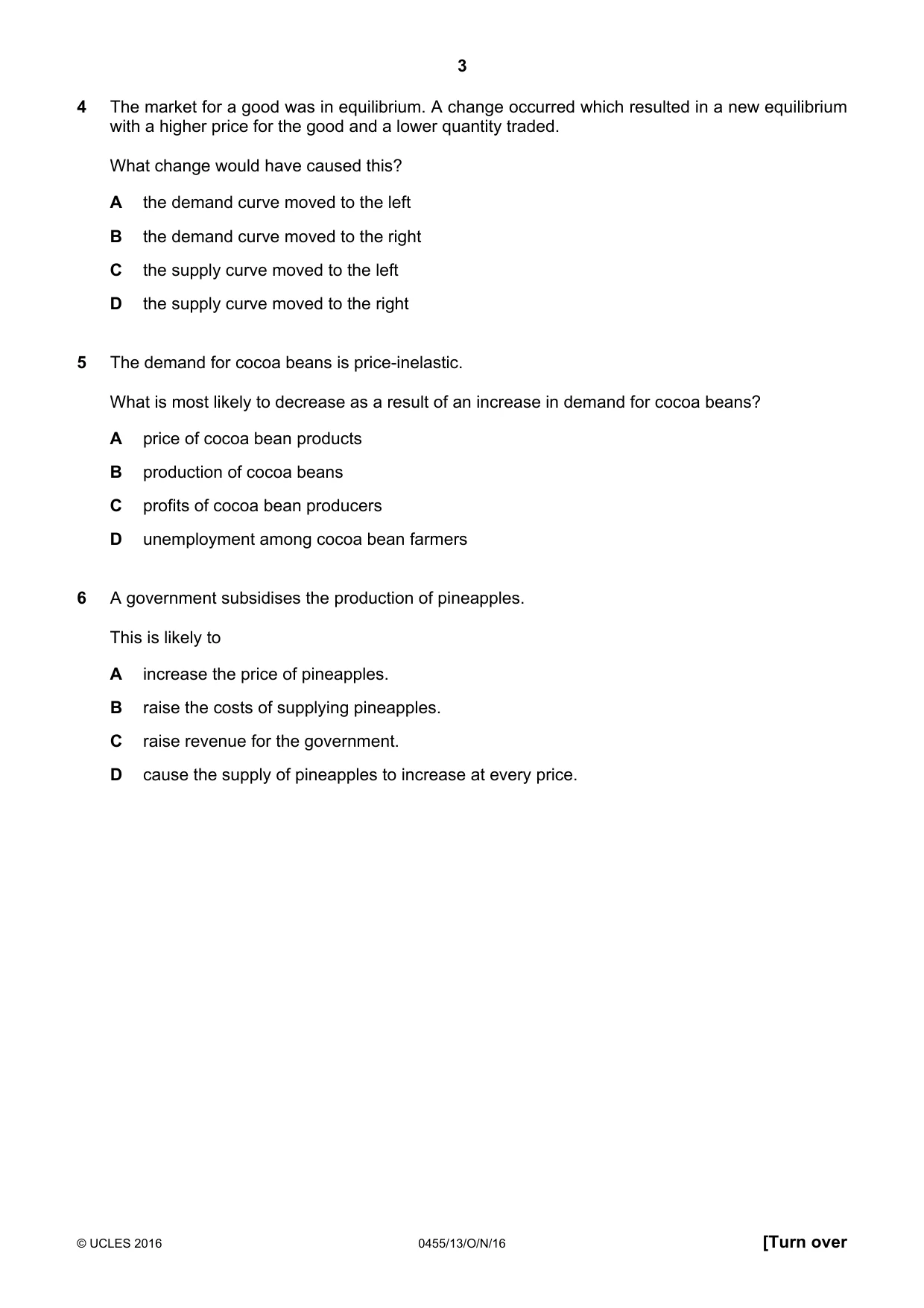 Cambridge IGCSE Economics 0455 2016 Oct/Nov Paper 1 · Variant 3 question paper, page 3 of 12