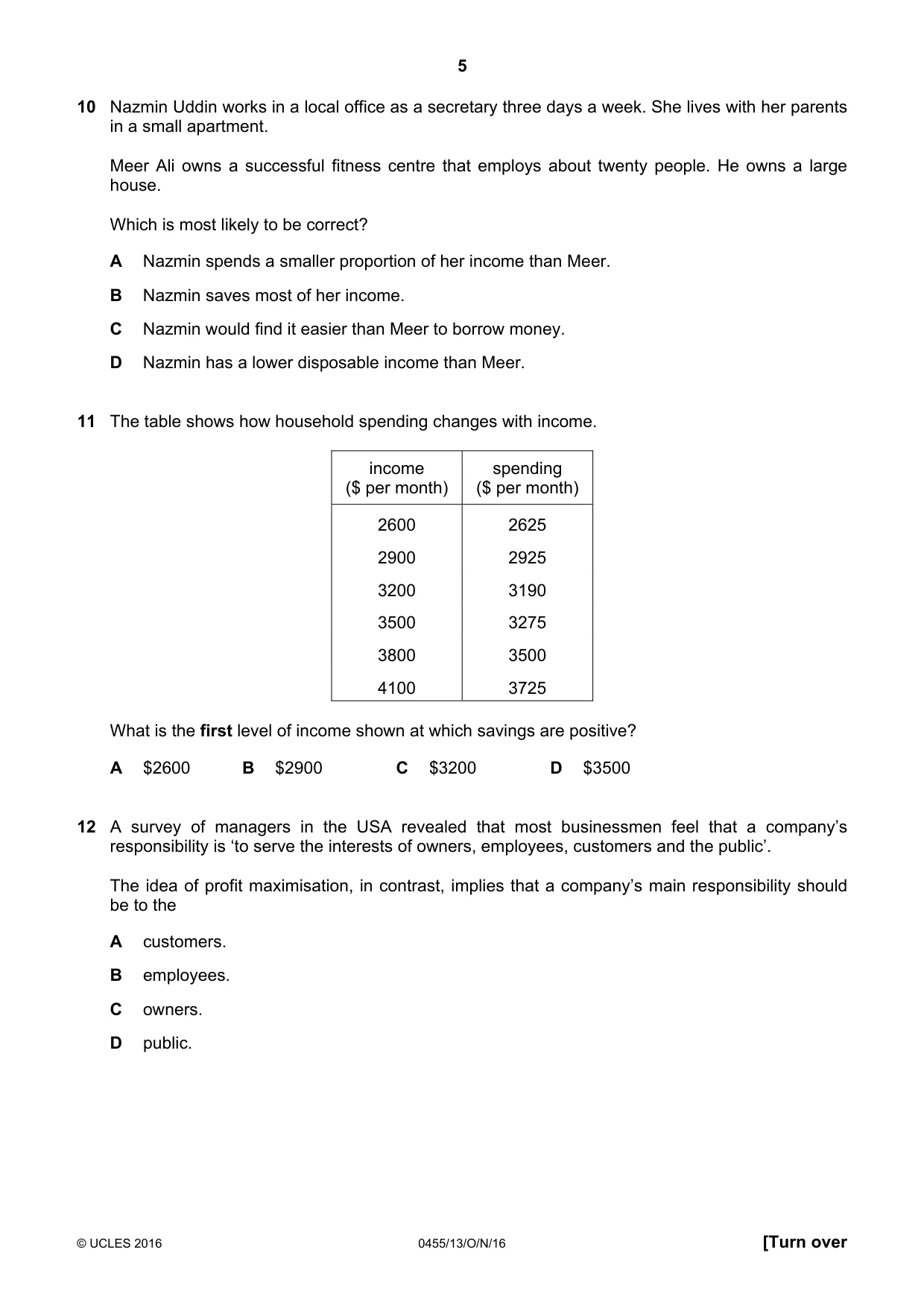 Cambridge IGCSE Economics 0455 2016 Oct/Nov Paper 1 · Variant 3 question paper, page 5 of 12