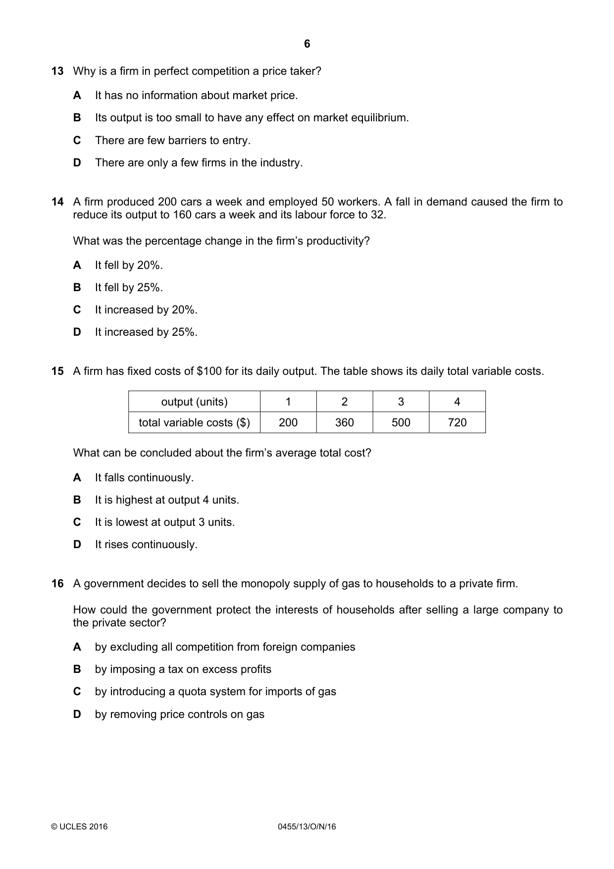 Cambridge IGCSE Economics 0455 2016 Oct/Nov Paper 1 · Variant 3 question paper, page 6 of 12