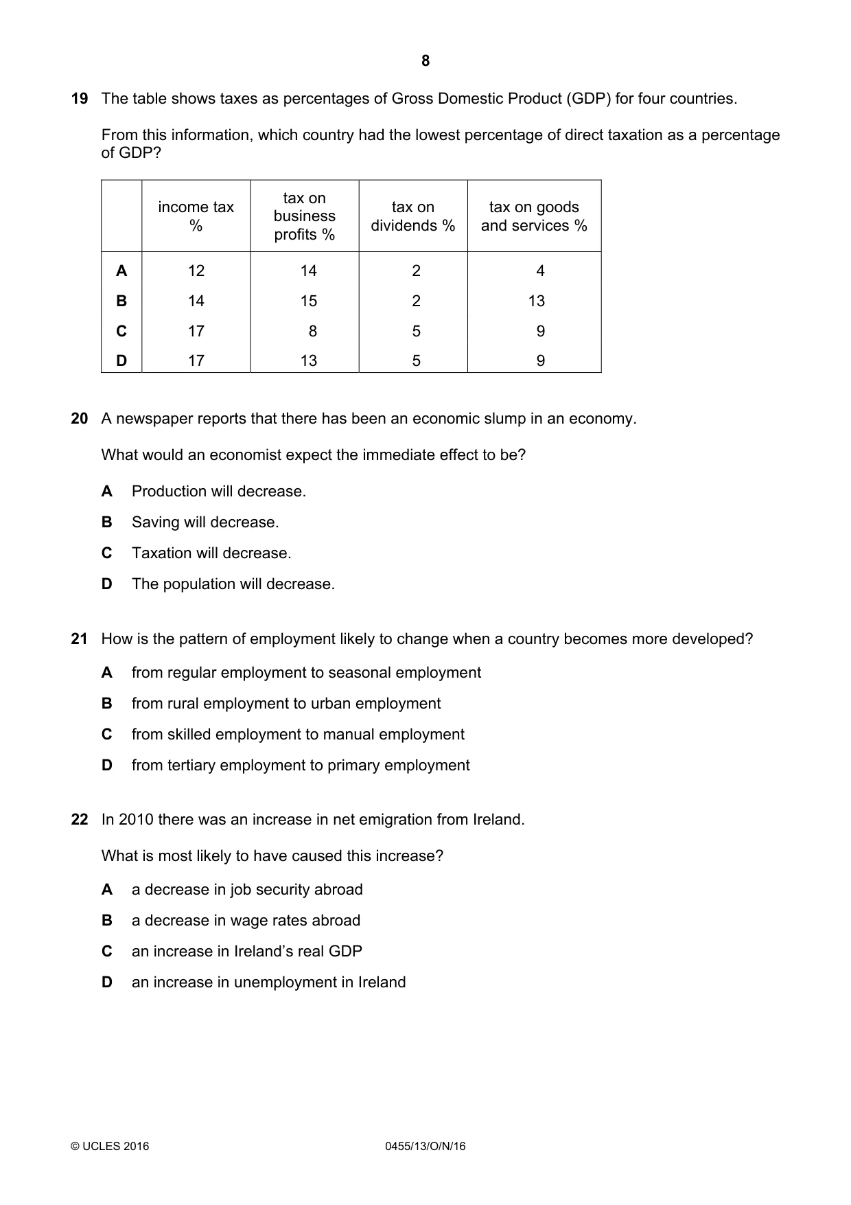 Cambridge IGCSE Economics 0455 2016 Oct/Nov Paper 1 · Variant 3 question paper, page 8 of 12