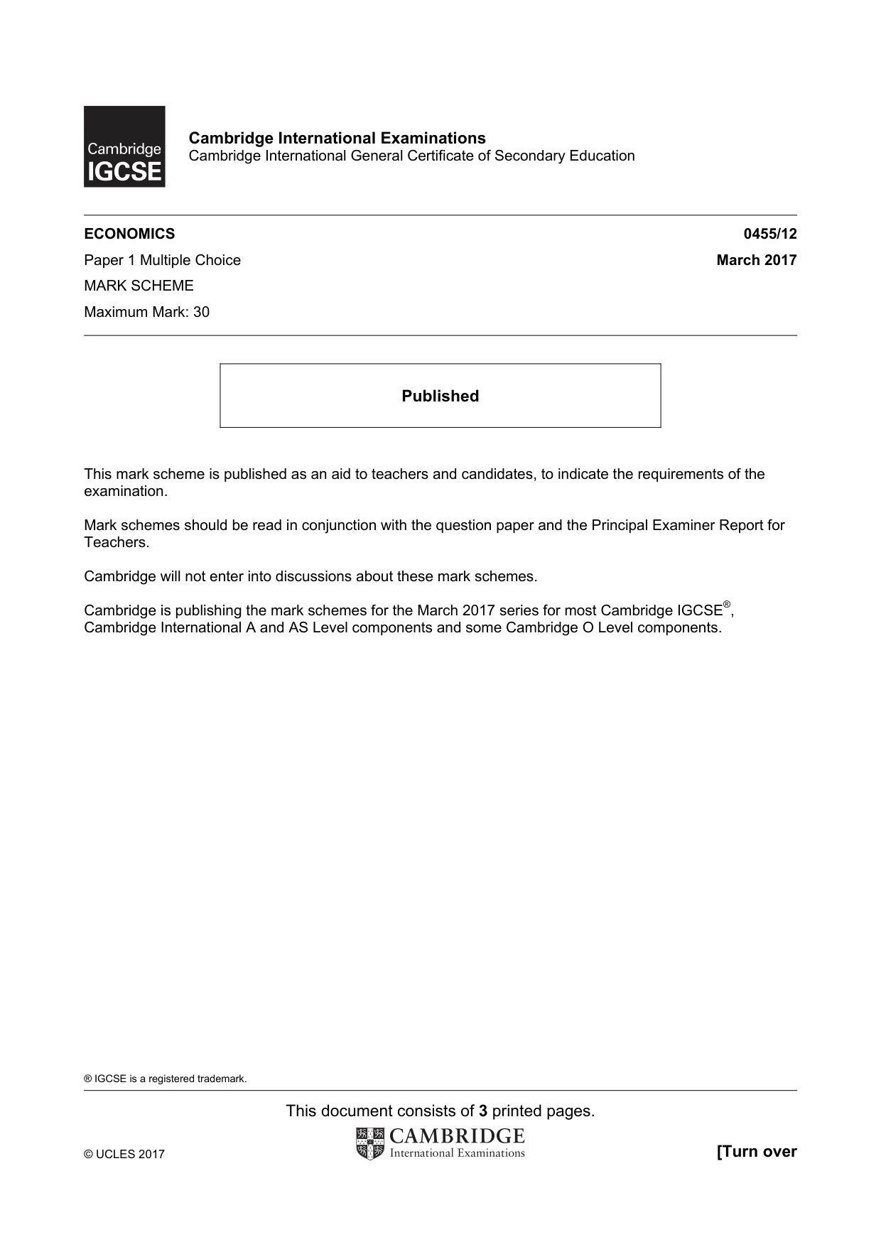 Mark scheme, page 1 of 3