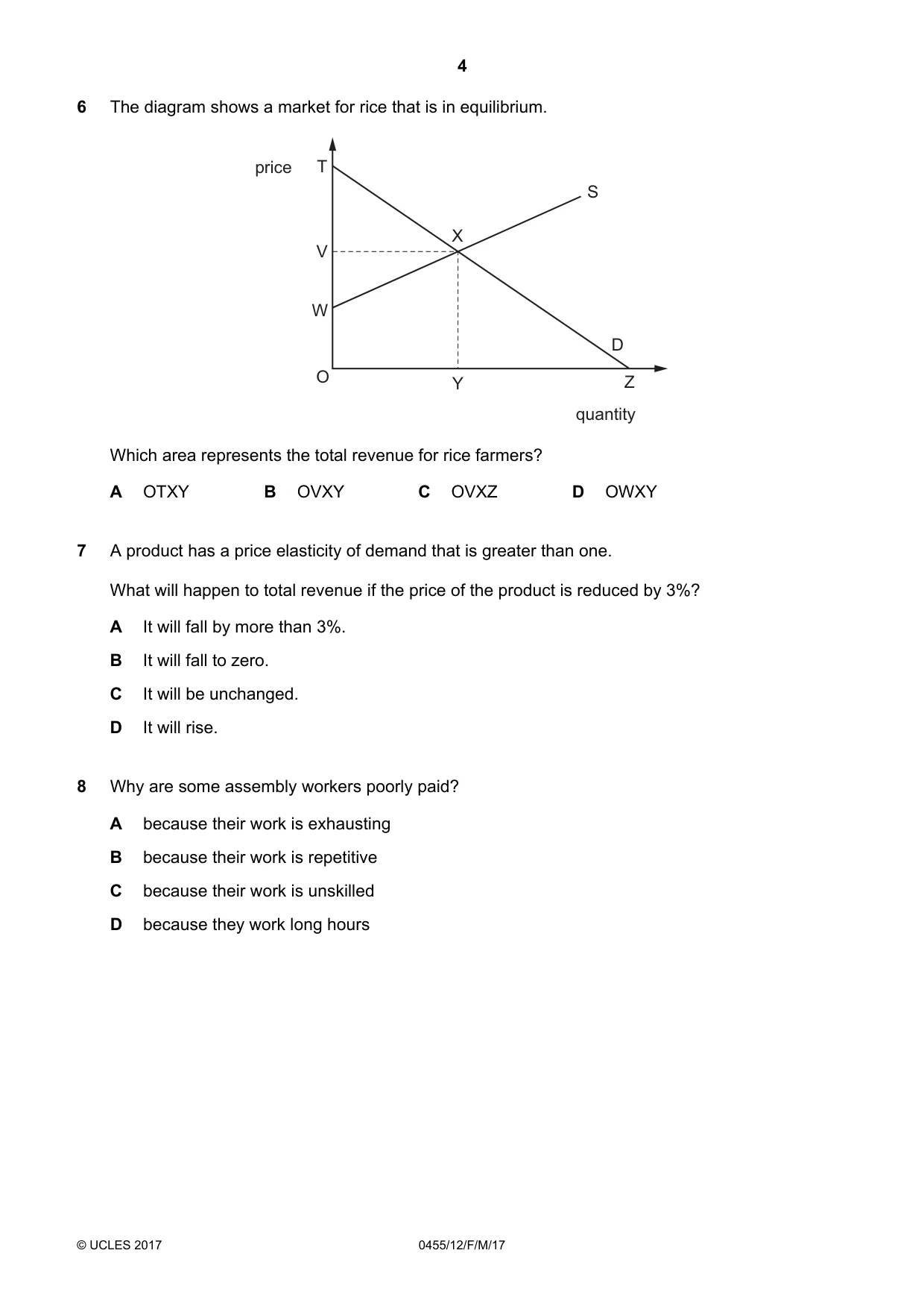 Cambridge IGCSE Economics 0455 2017 Feb/March Paper 1 · Variant 2 question paper, page 4 of 12