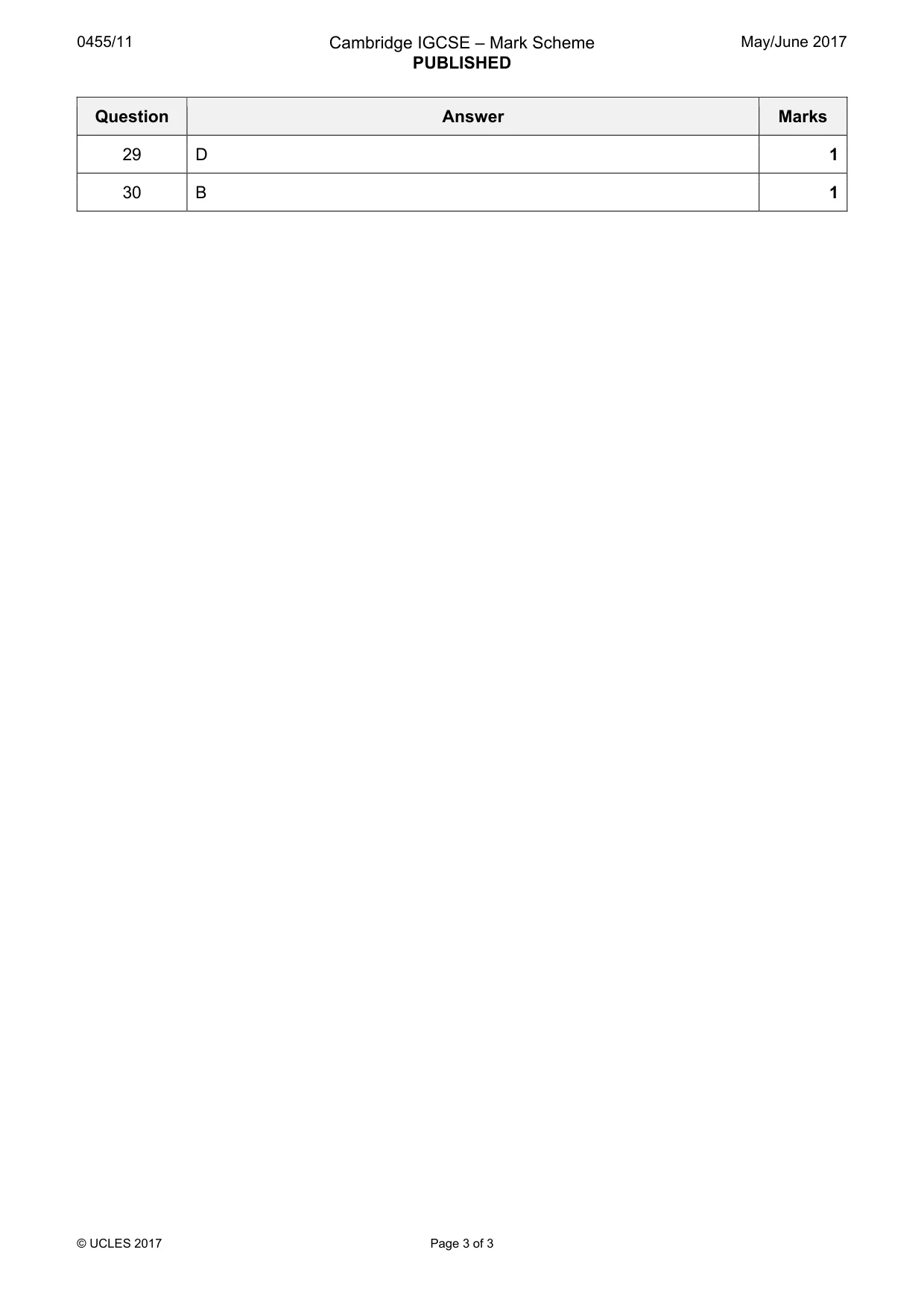 Mark scheme, page 3 of 3