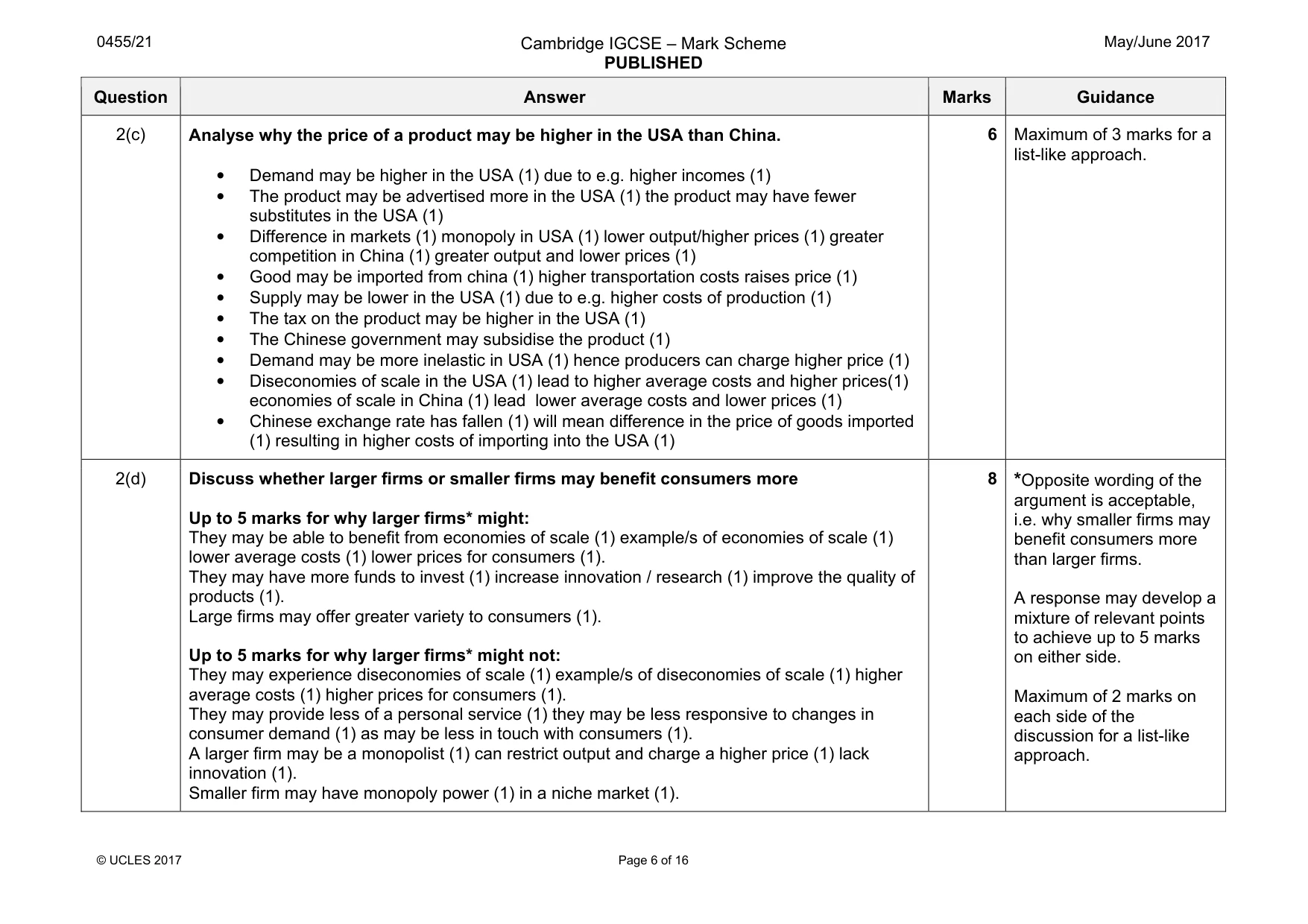 Mark scheme, page 6 of 16