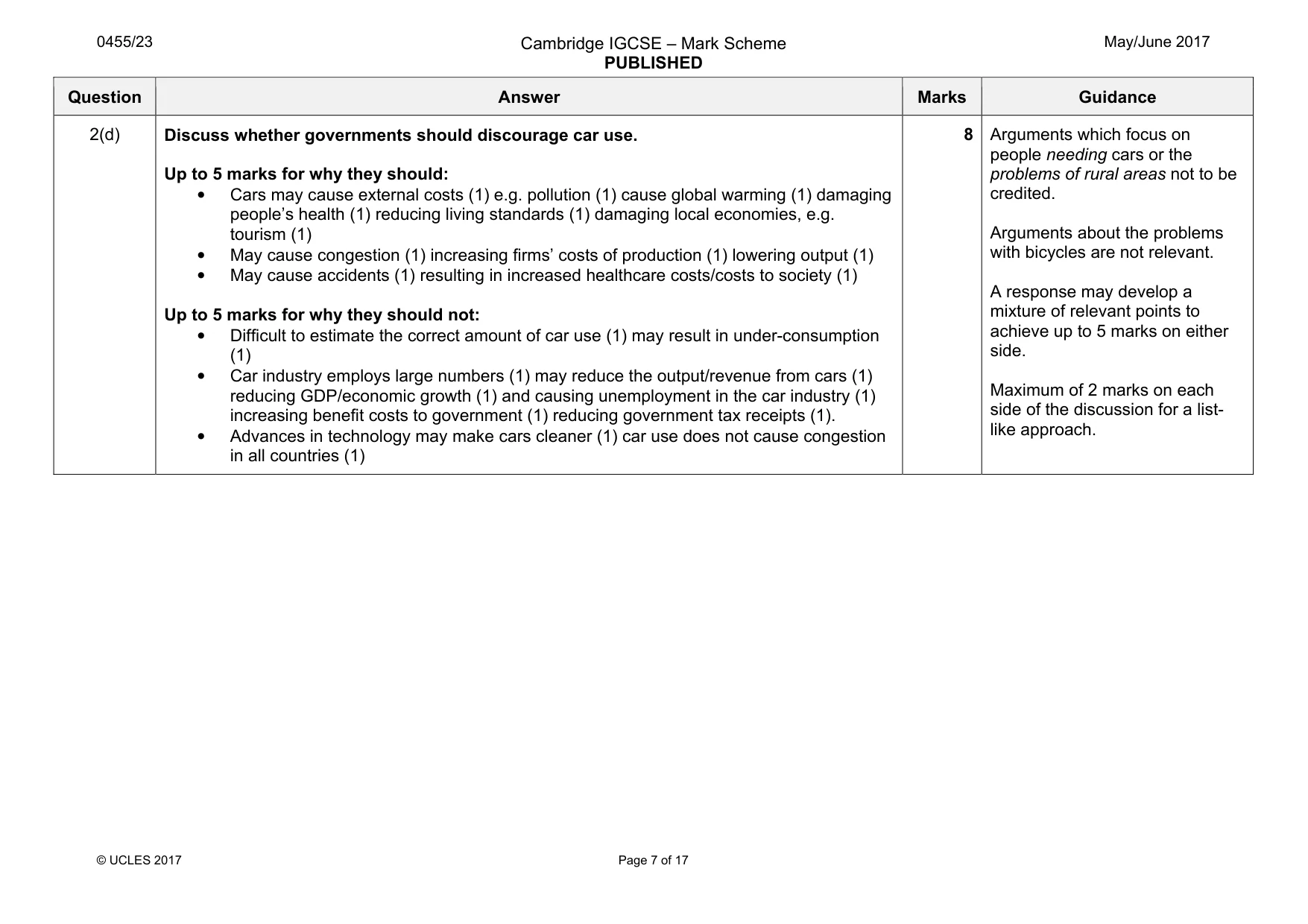 Mark scheme, page 7 of 17