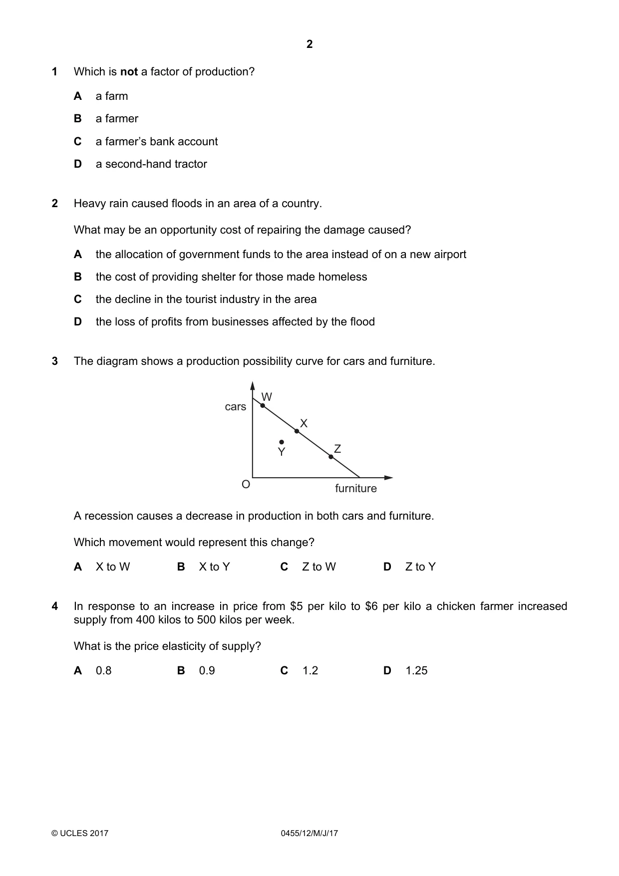 Cambridge IGCSE Economics 0455 2017 May/June Paper 1 · Variant 2 question paper, page 2 of 12