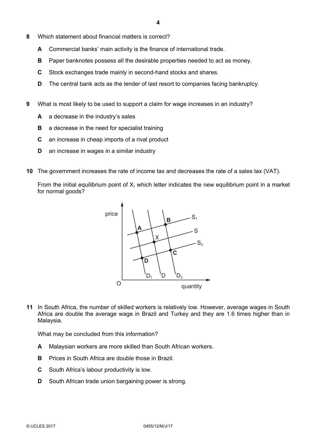 Cambridge IGCSE Economics 0455 2017 May/June Paper 1 · Variant 2 question paper, page 4 of 12