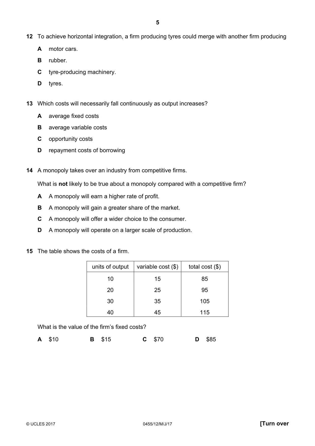 Cambridge IGCSE Economics 0455 2017 May/June Paper 1 · Variant 2 question paper, page 5 of 12