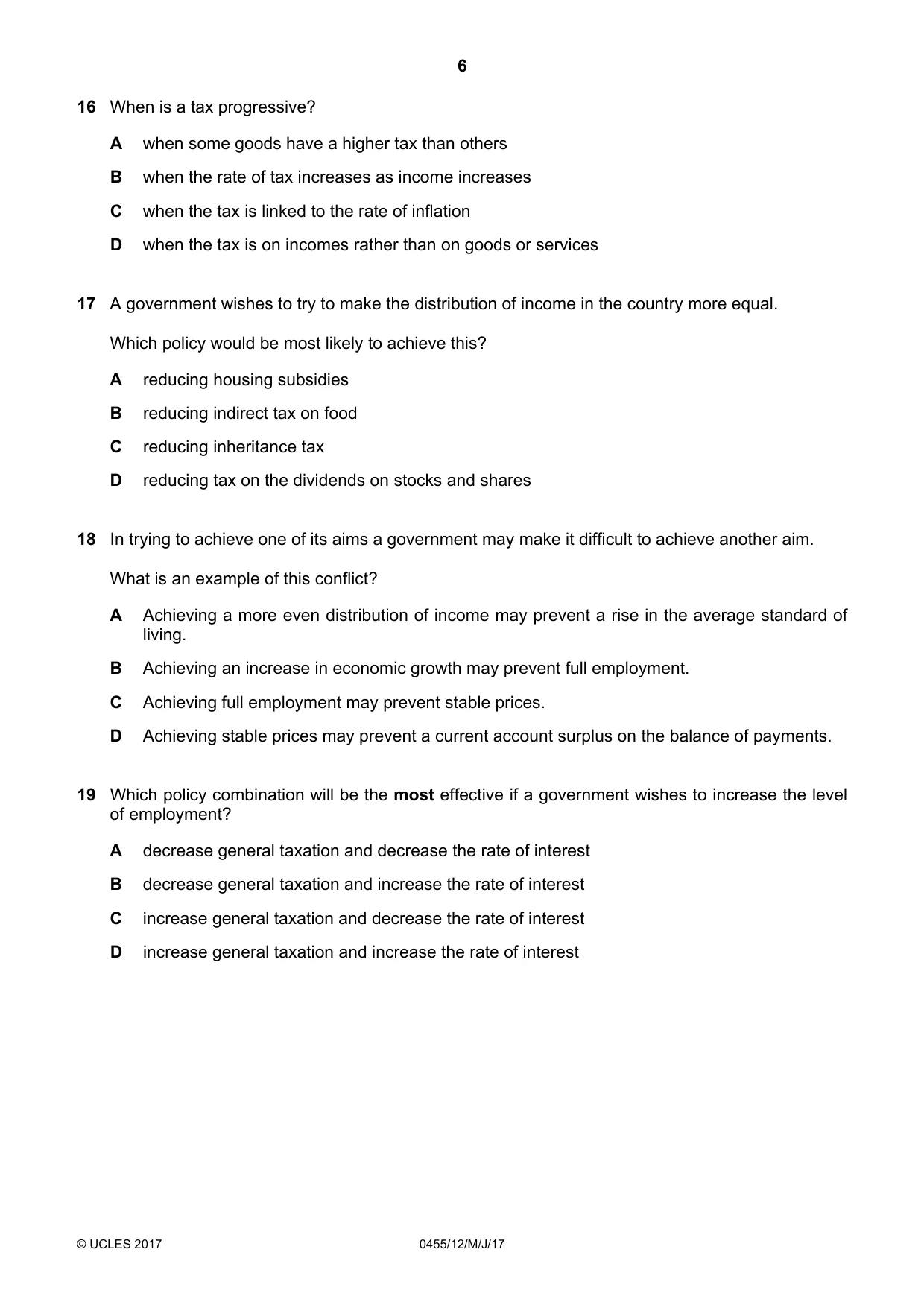 Cambridge IGCSE Economics 0455 2017 May/June Paper 1 · Variant 2 question paper, page 6 of 12