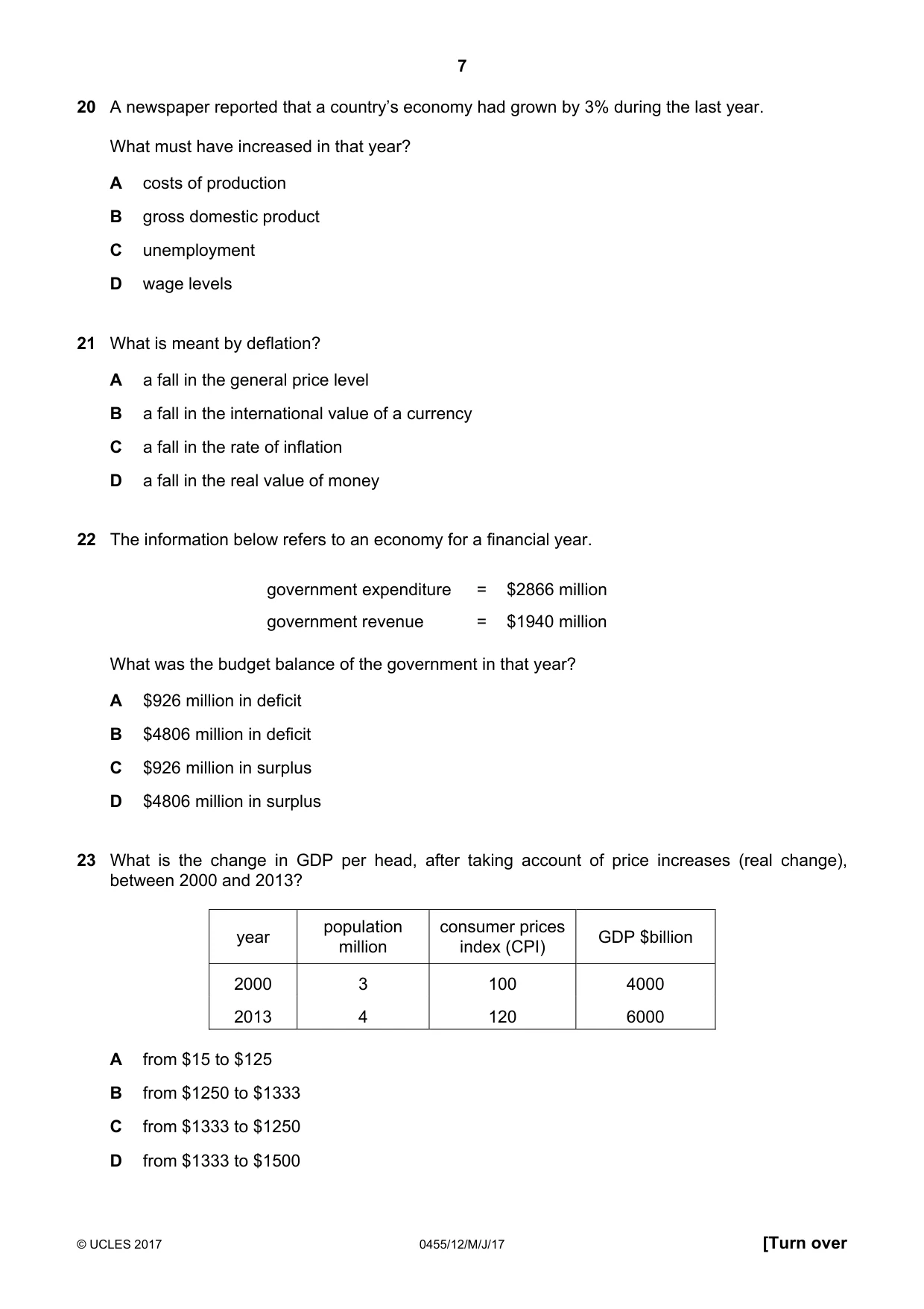 Cambridge IGCSE Economics 0455 2017 May/June Paper 1 · Variant 2 question paper, page 7 of 12