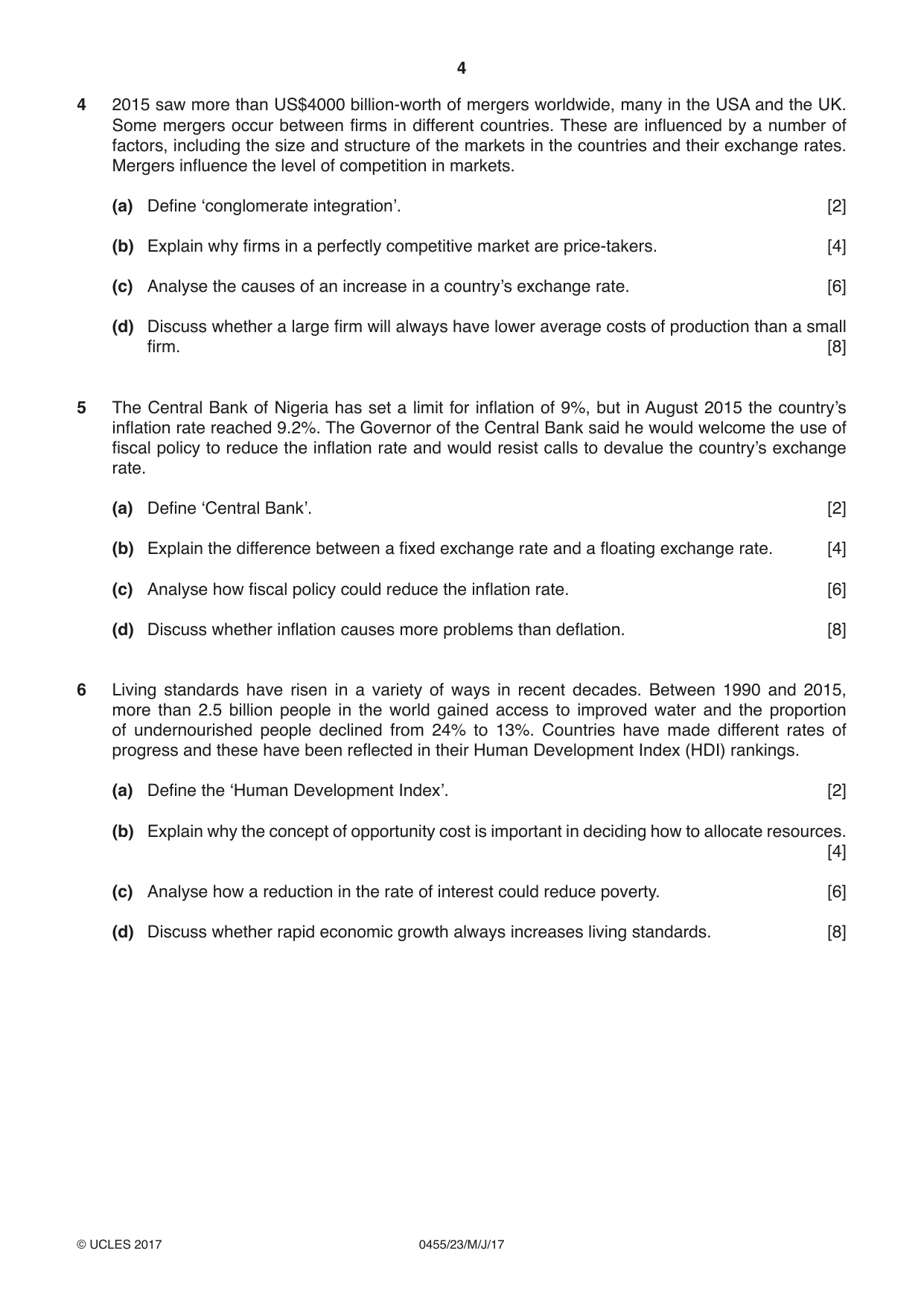 Cambridge IGCSE Economics 0455 2017 May/June Paper 2 · Variant 3 question paper, page 4 of 8