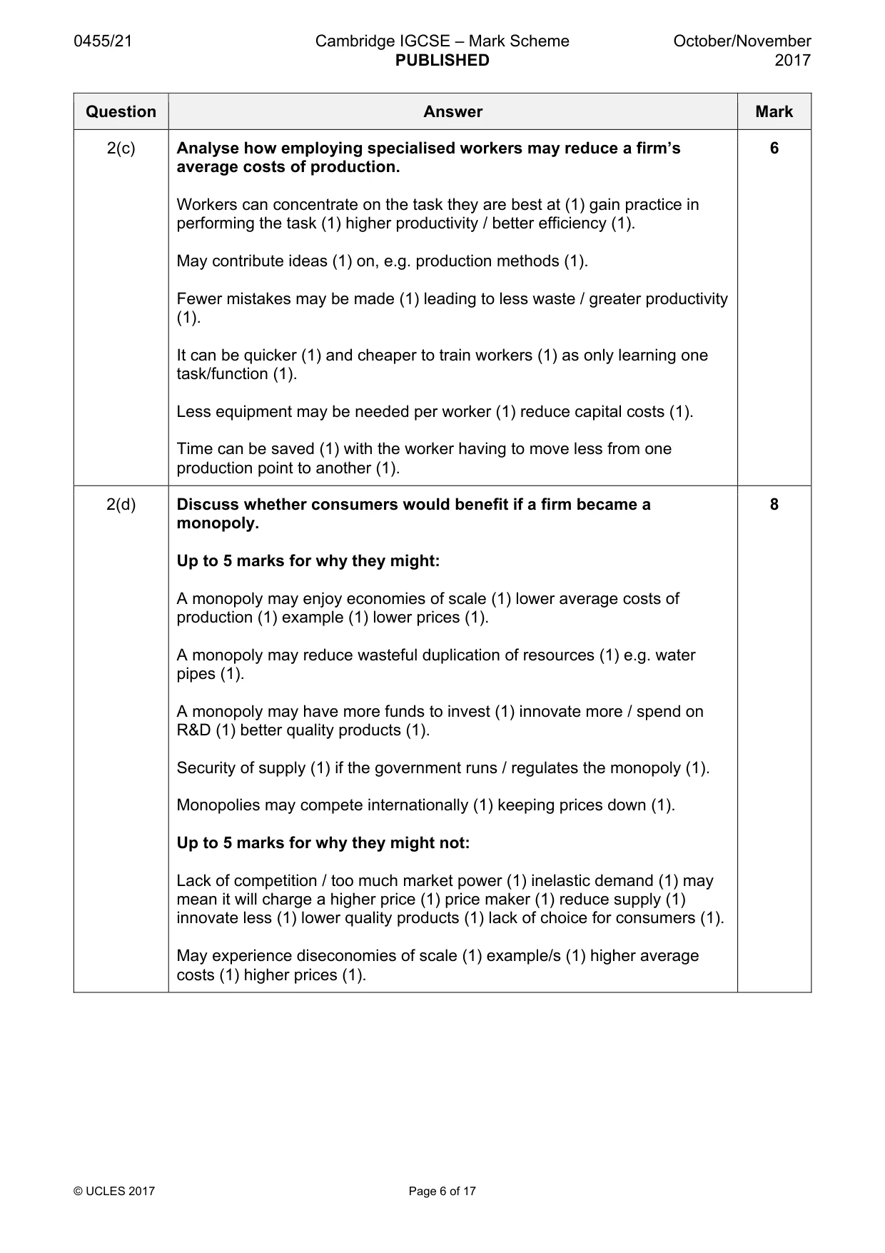 Mark scheme, page 6 of 17