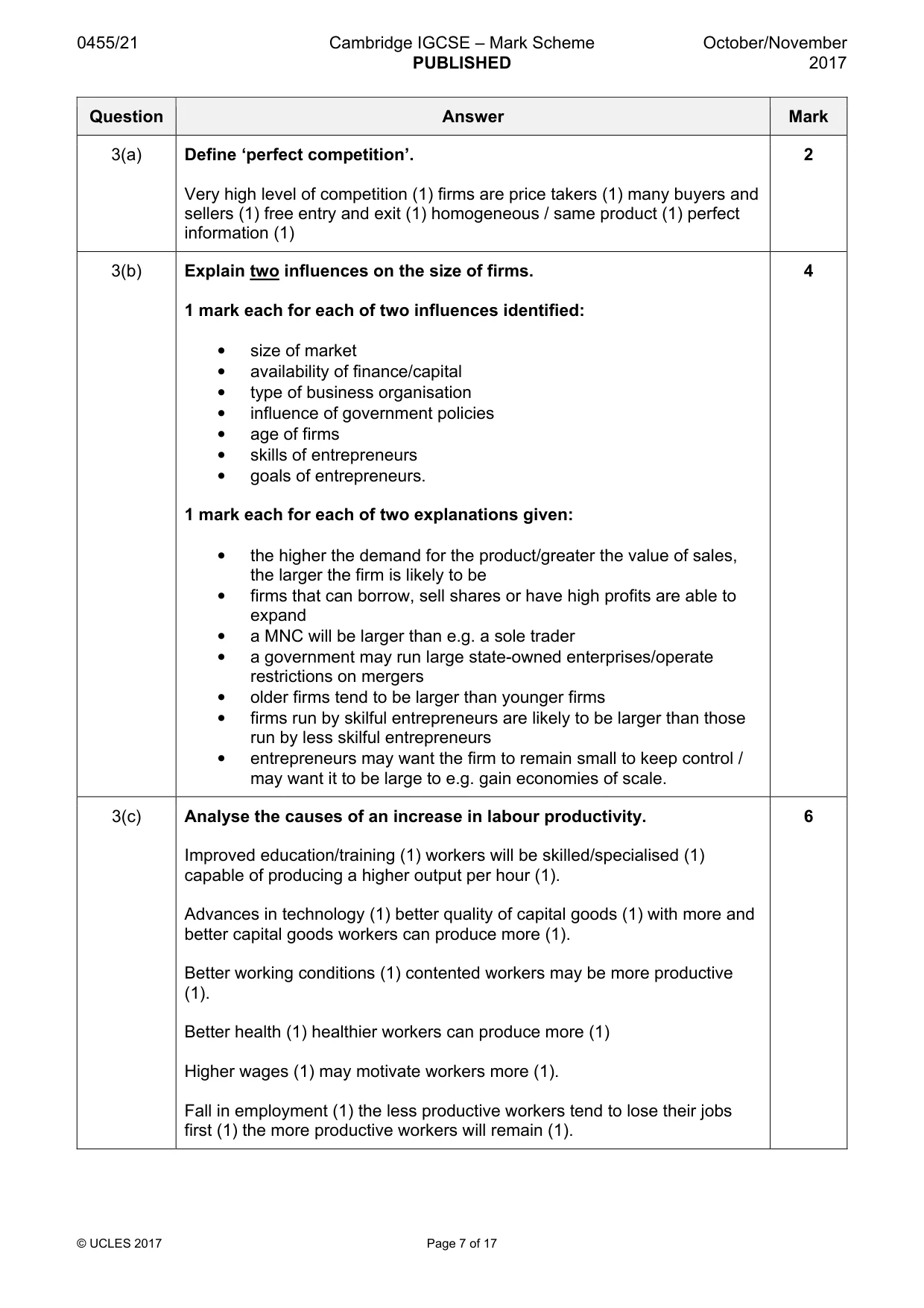 Mark scheme, page 7 of 17