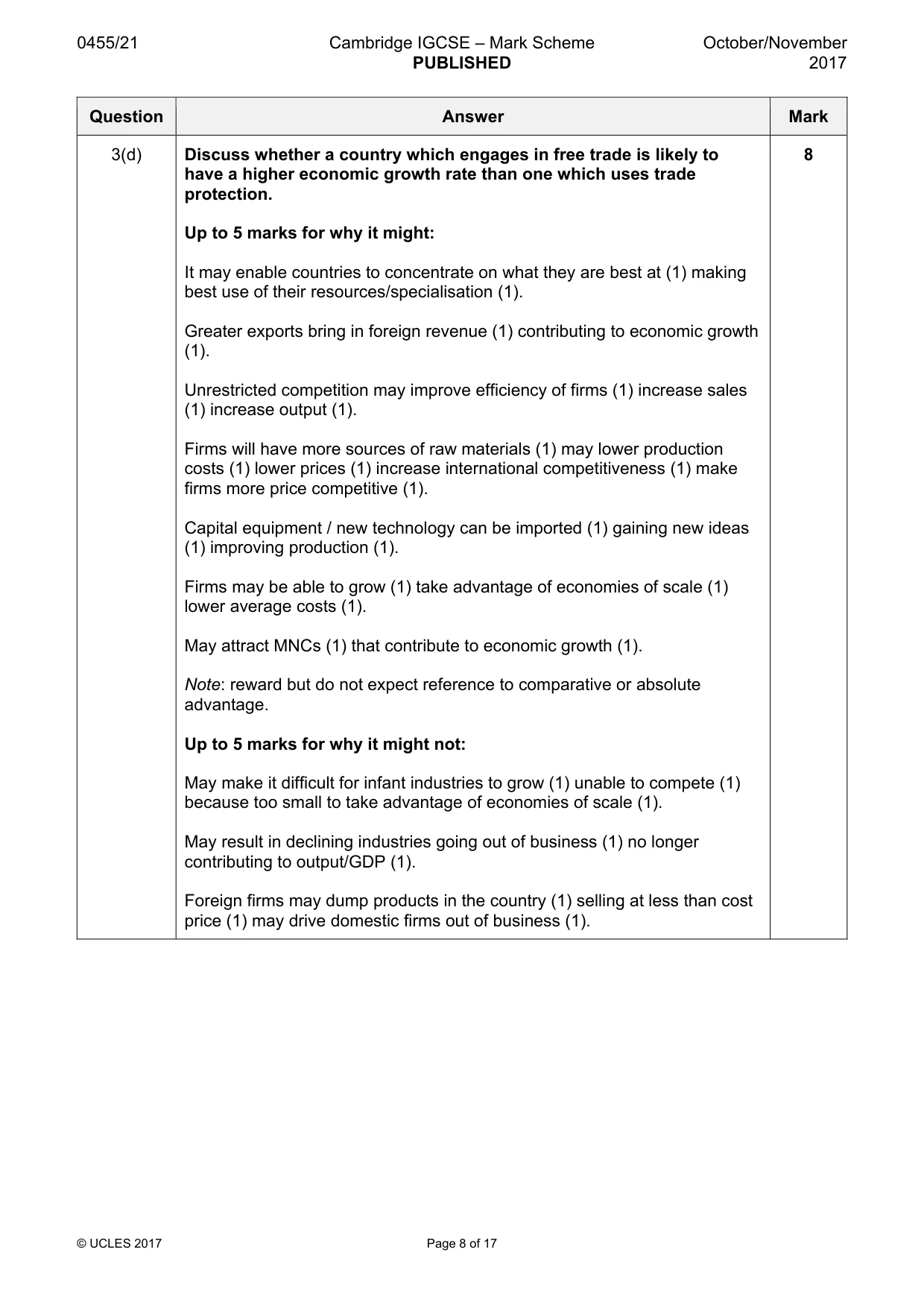 Mark scheme, page 8 of 17