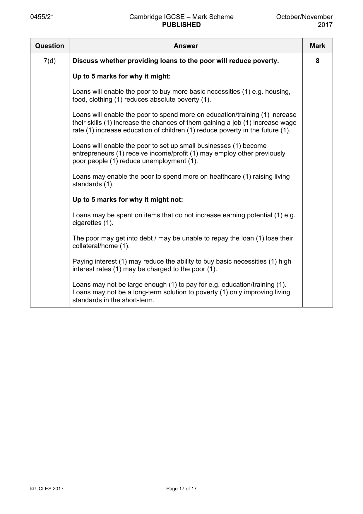 Mark scheme, page 17 of 17