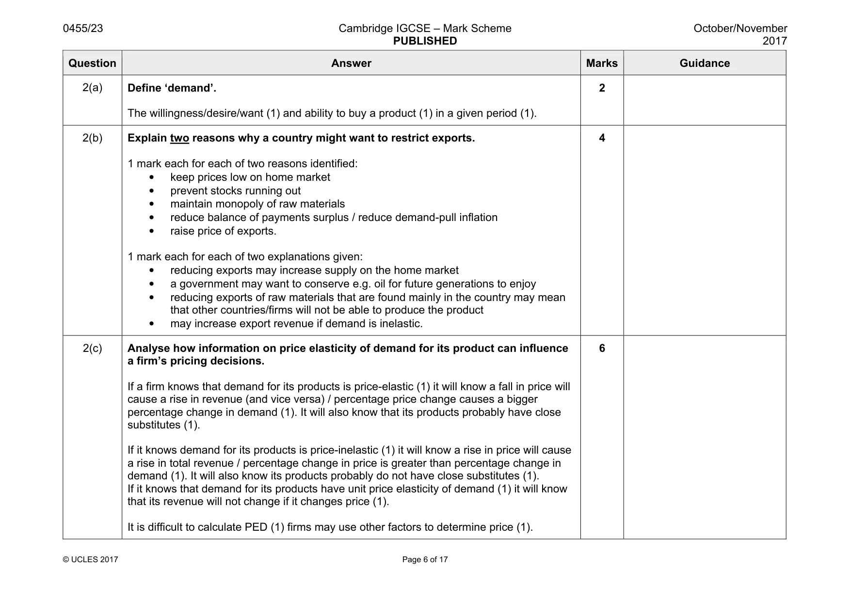Mark scheme, page 6 of 17