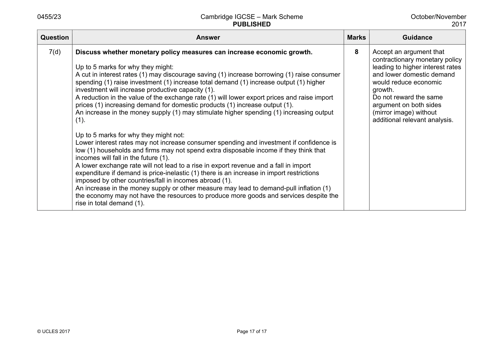 Mark scheme, page 17 of 17