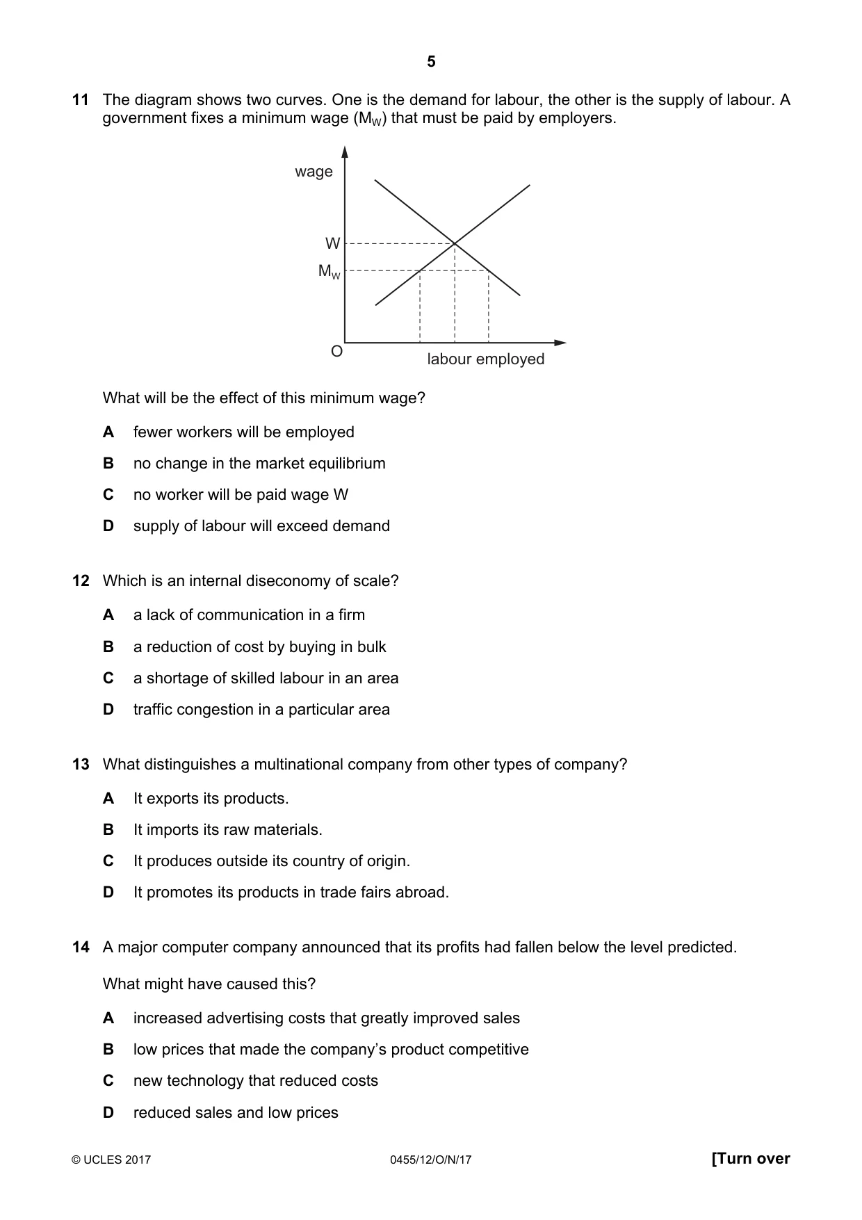 Cambridge IGCSE Economics 0455 2017 Oct/Nov Paper 1 · Variant 2 question paper, page 5 of 12