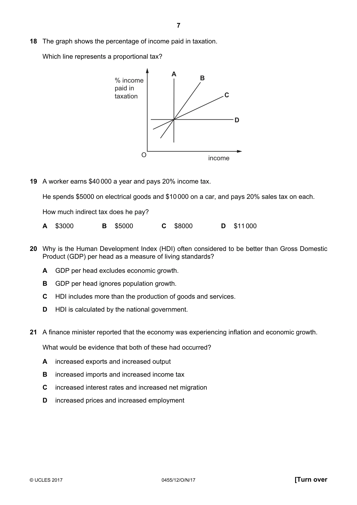Cambridge IGCSE Economics 0455 2017 Oct/Nov Paper 1 · Variant 2 question paper, page 7 of 12