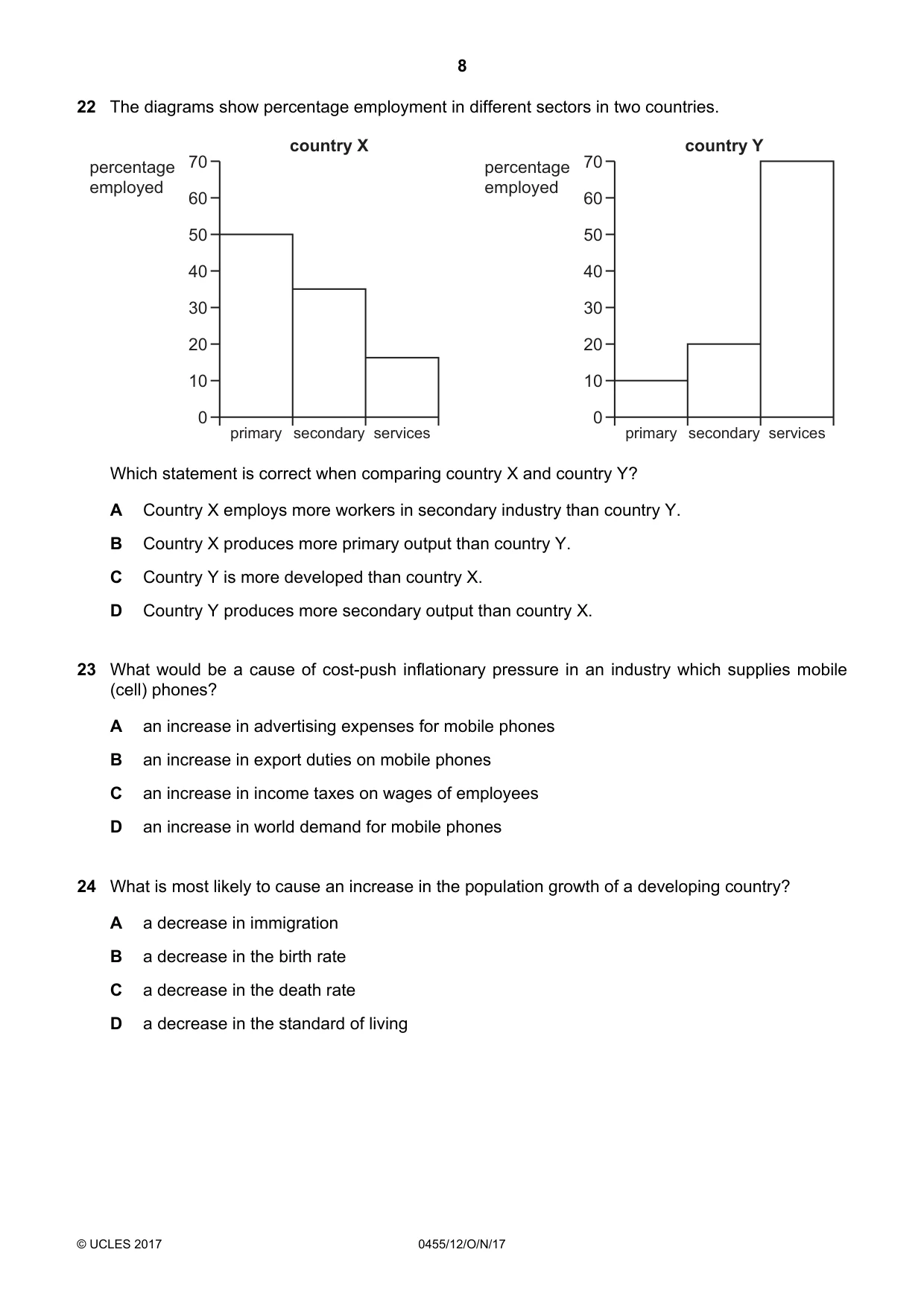 Cambridge IGCSE Economics 0455 2017 Oct/Nov Paper 1 · Variant 2 question paper, page 8 of 12