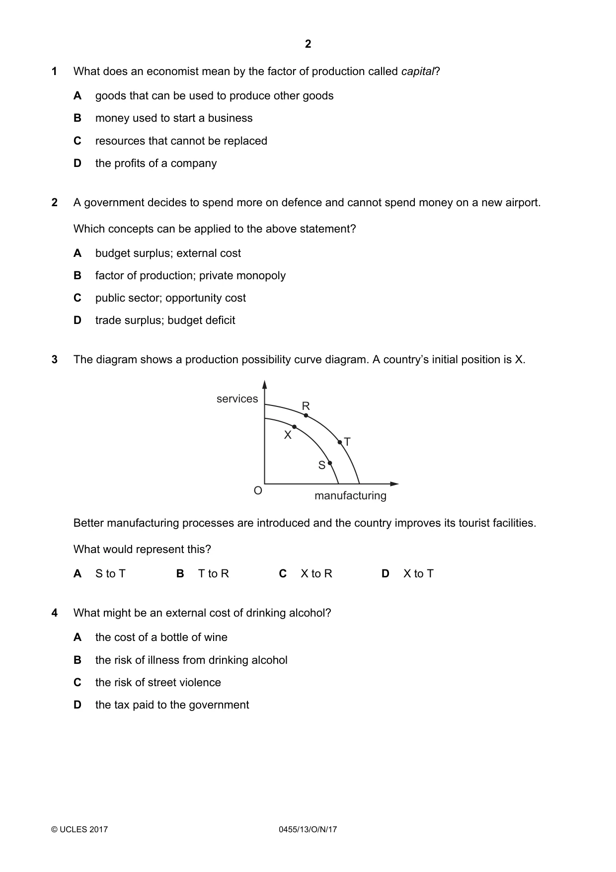 Cambridge IGCSE Economics 0455 2017 Oct/Nov Paper 1 · Variant 3 question paper, page 2 of 12