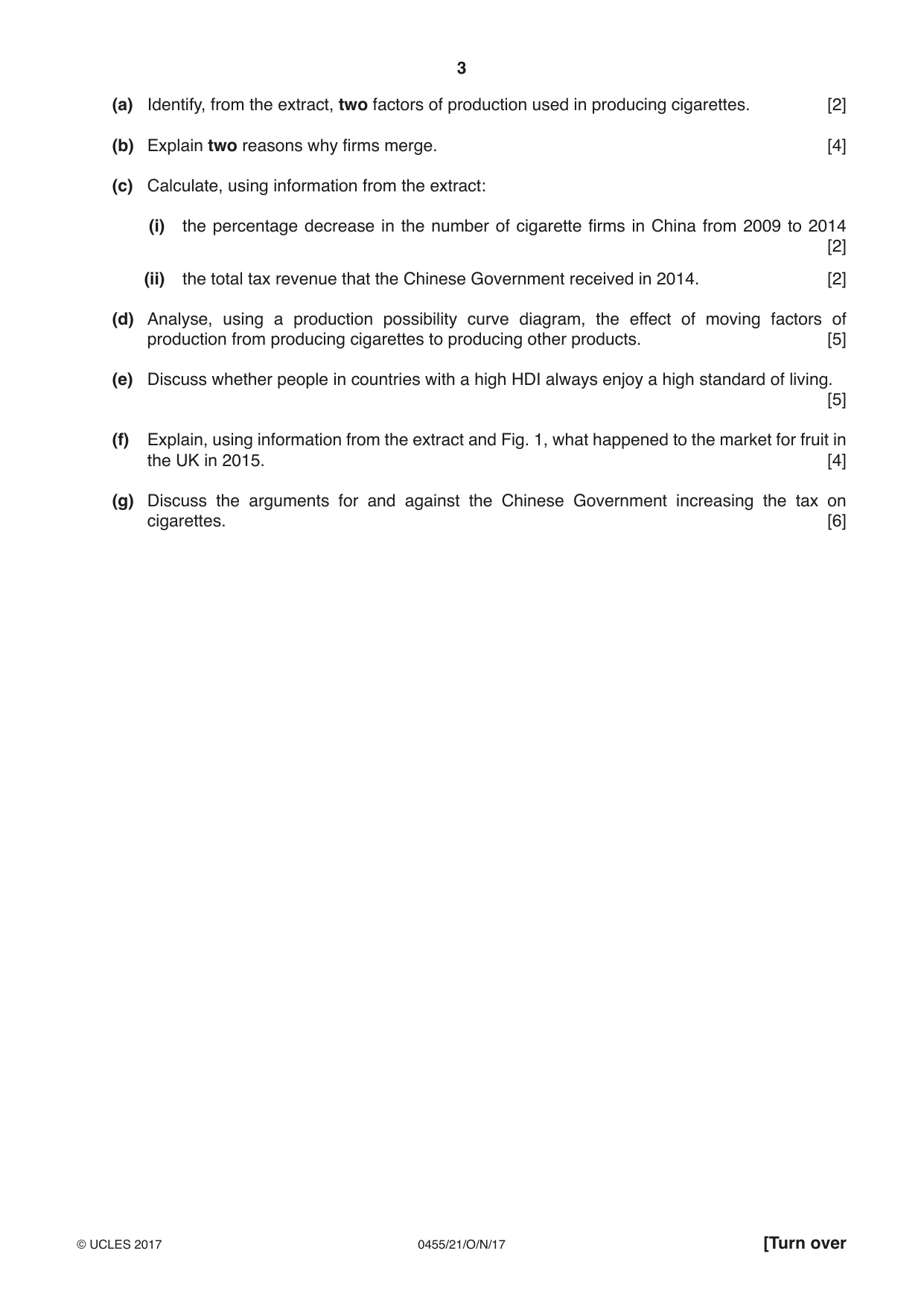 Cambridge IGCSE Economics 0455 2017 Oct/Nov Paper 2 · Variant 1 question paper, page 3 of 8