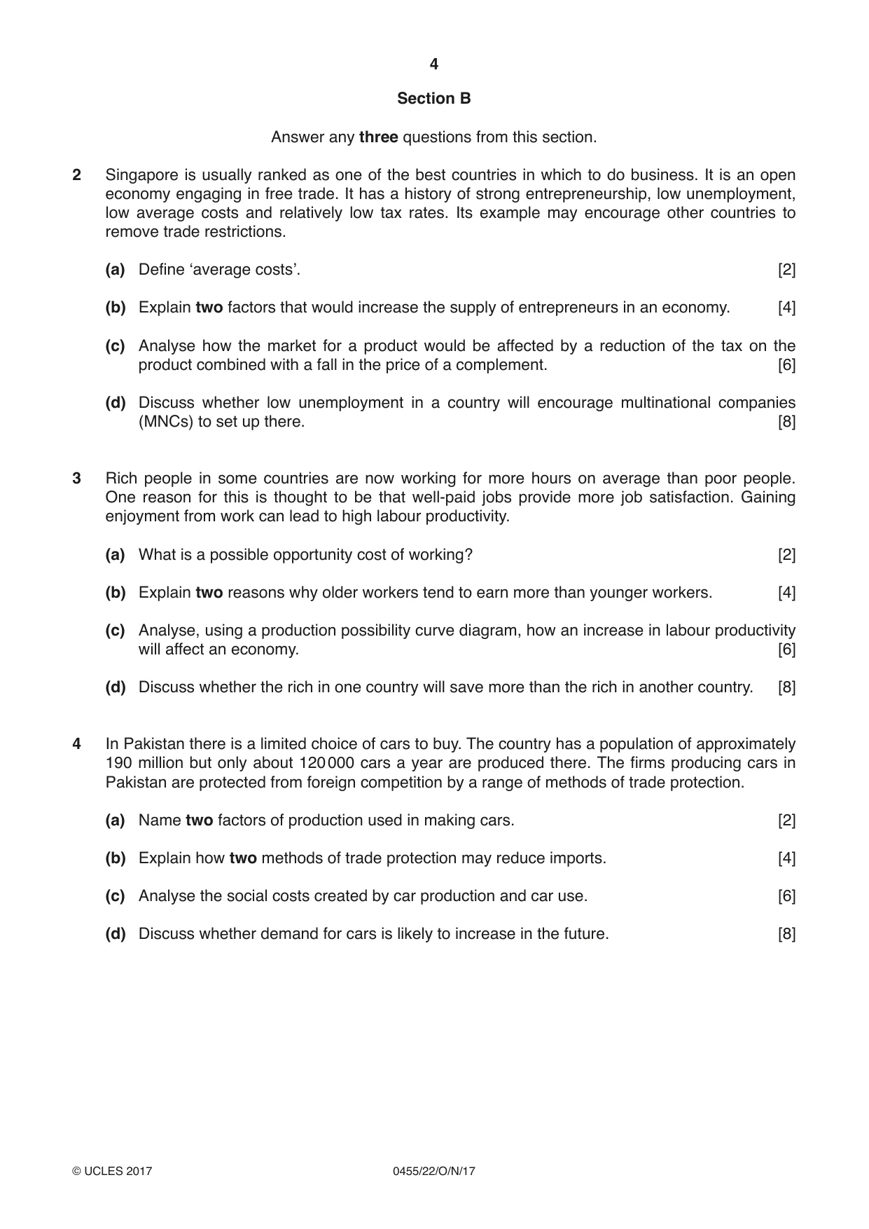 Cambridge IGCSE Economics 0455 2017 Oct/Nov Paper 2 · Variant 2 question paper, page 4 of 8