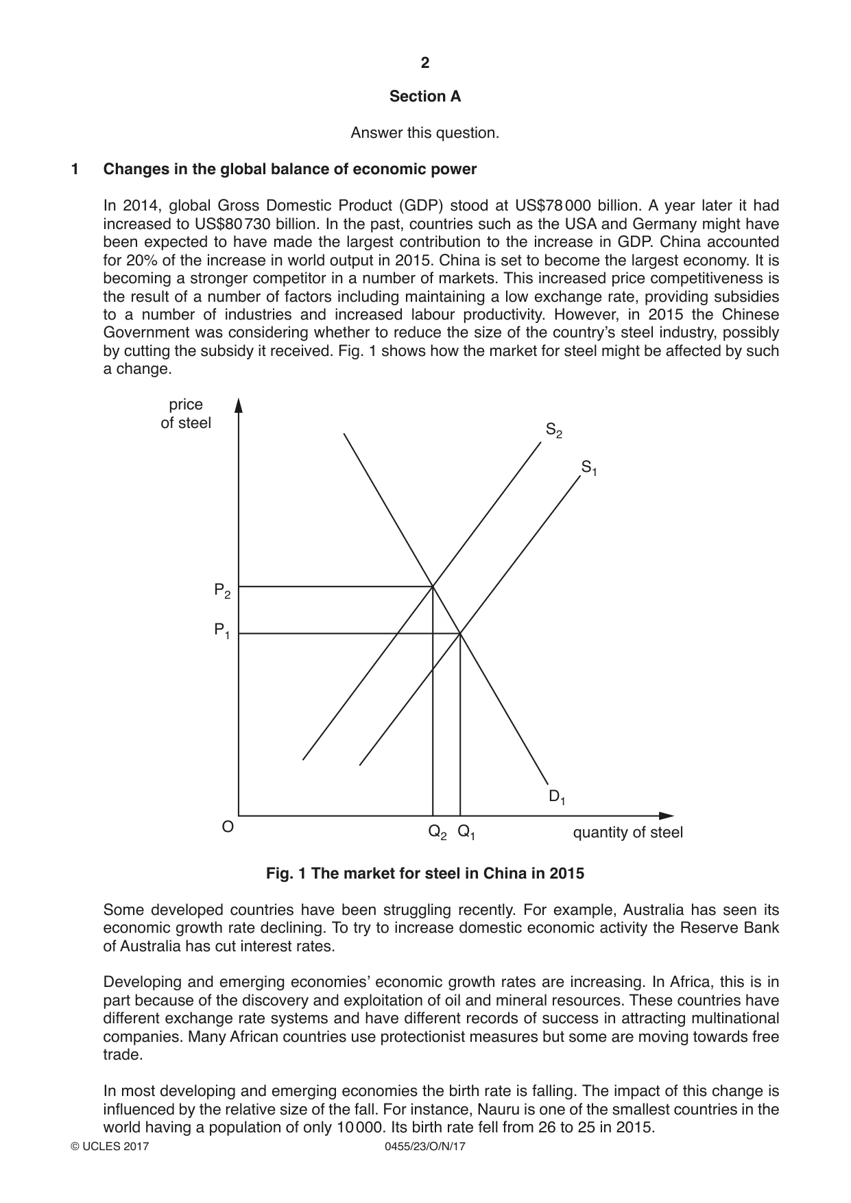Cambridge IGCSE Economics 0455 2017 Oct/Nov Paper 2 · Variant 3 question paper, page 2 of 8