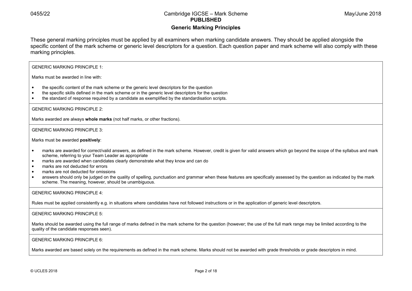 Mark scheme, page 2 of 18