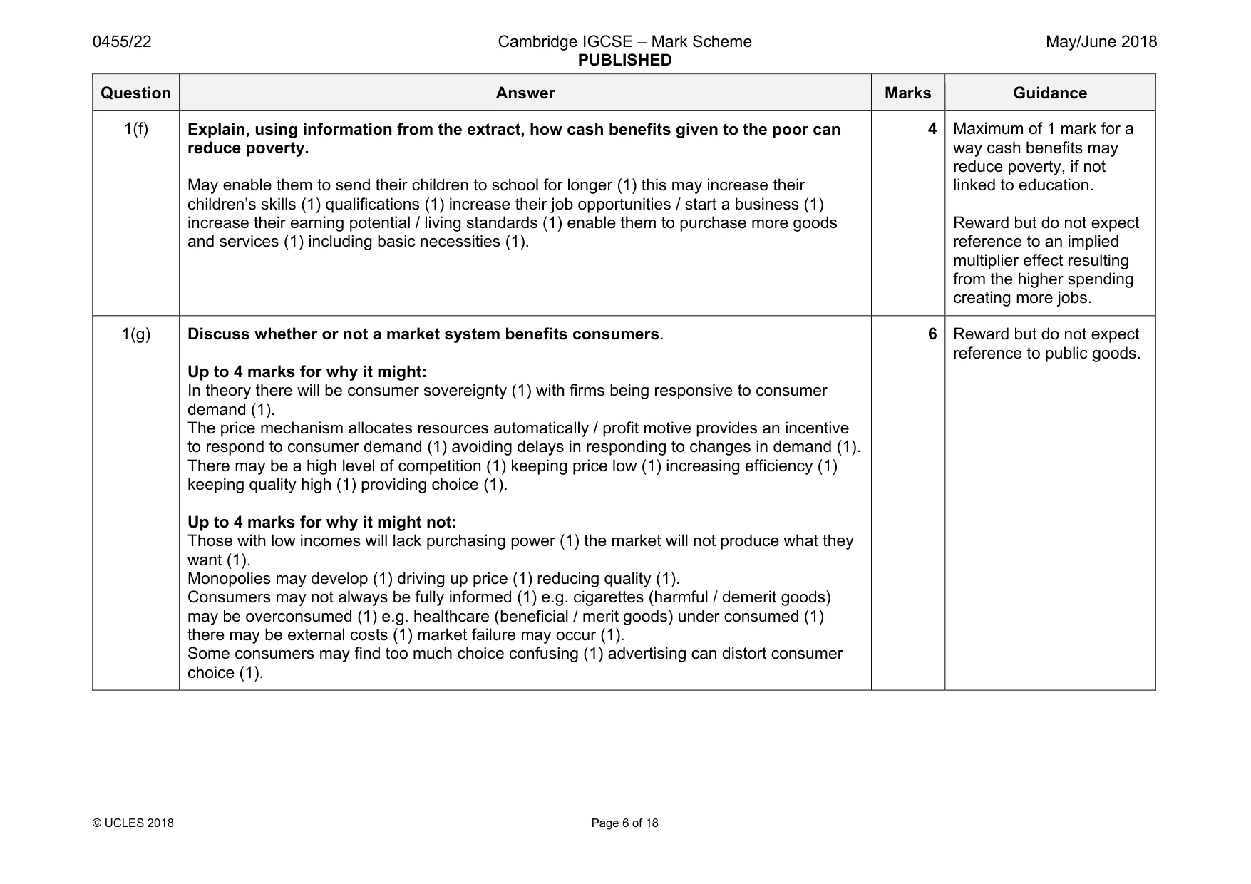 Mark scheme, page 6 of 18
