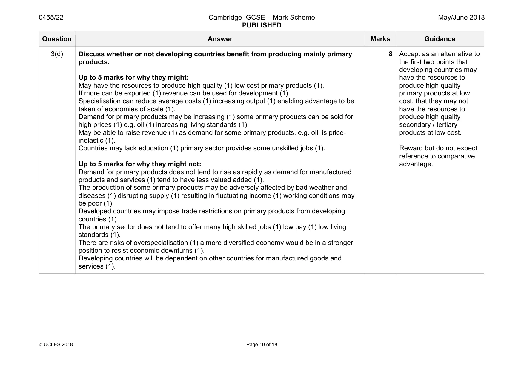 Mark scheme, page 10 of 18