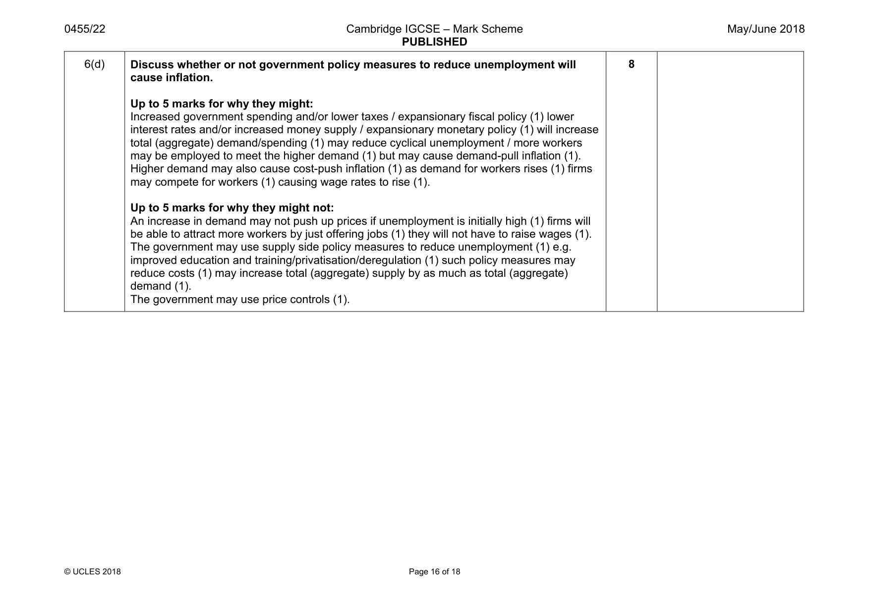 Mark scheme, page 16 of 18
