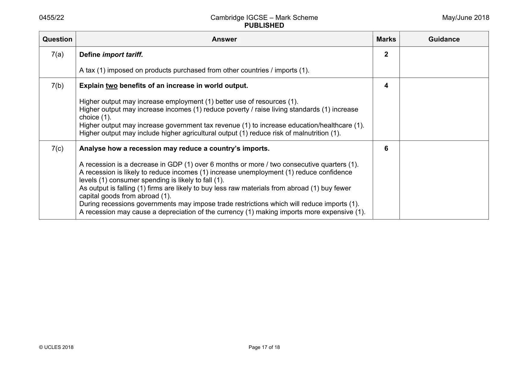 Mark scheme, page 17 of 18