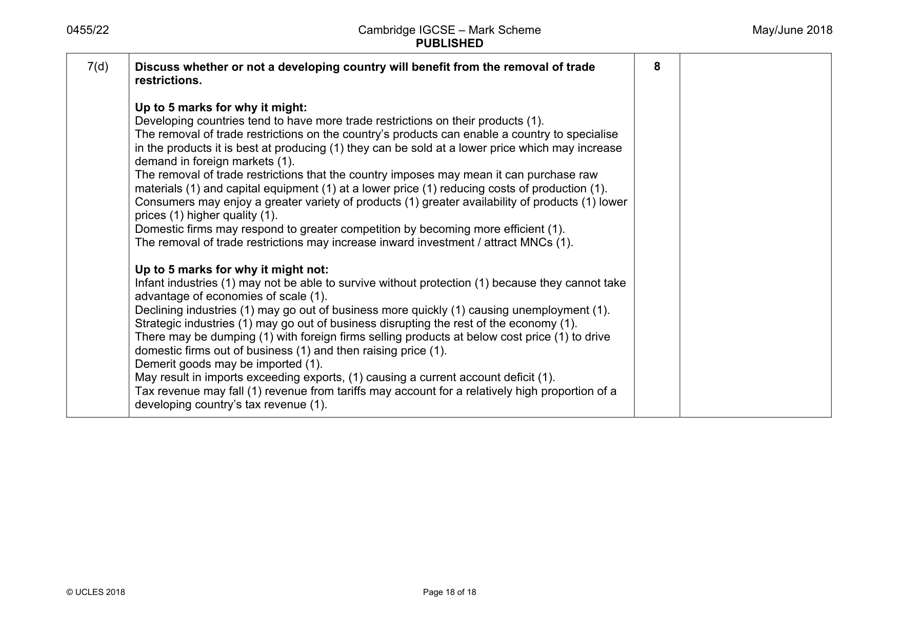 Mark scheme, page 18 of 18