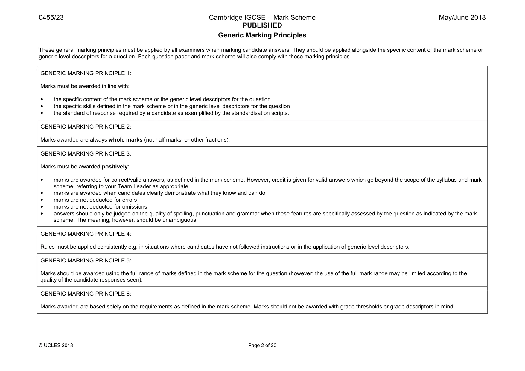 Mark scheme, page 2 of 20
