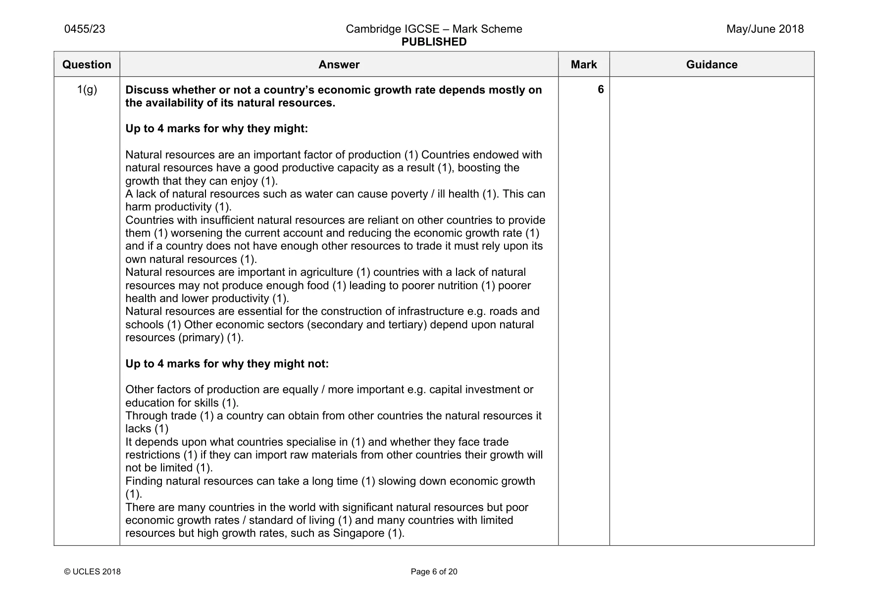 Mark scheme, page 6 of 20